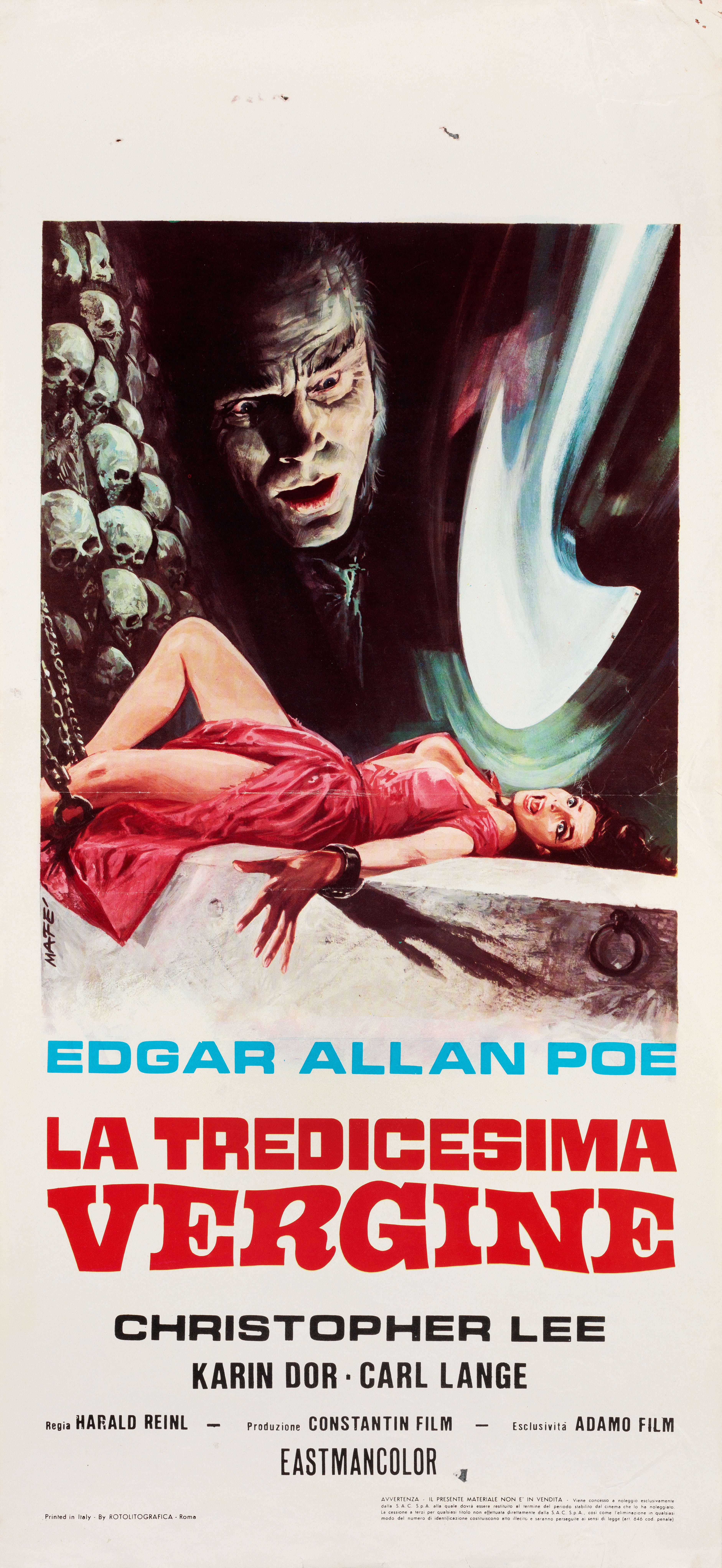 Змеиная яма и маятник (Blood Demon, 1967), режиссёр Харальд Рейнл, художественный постер к фильму (Италия, 1970 год), автор Мэйф