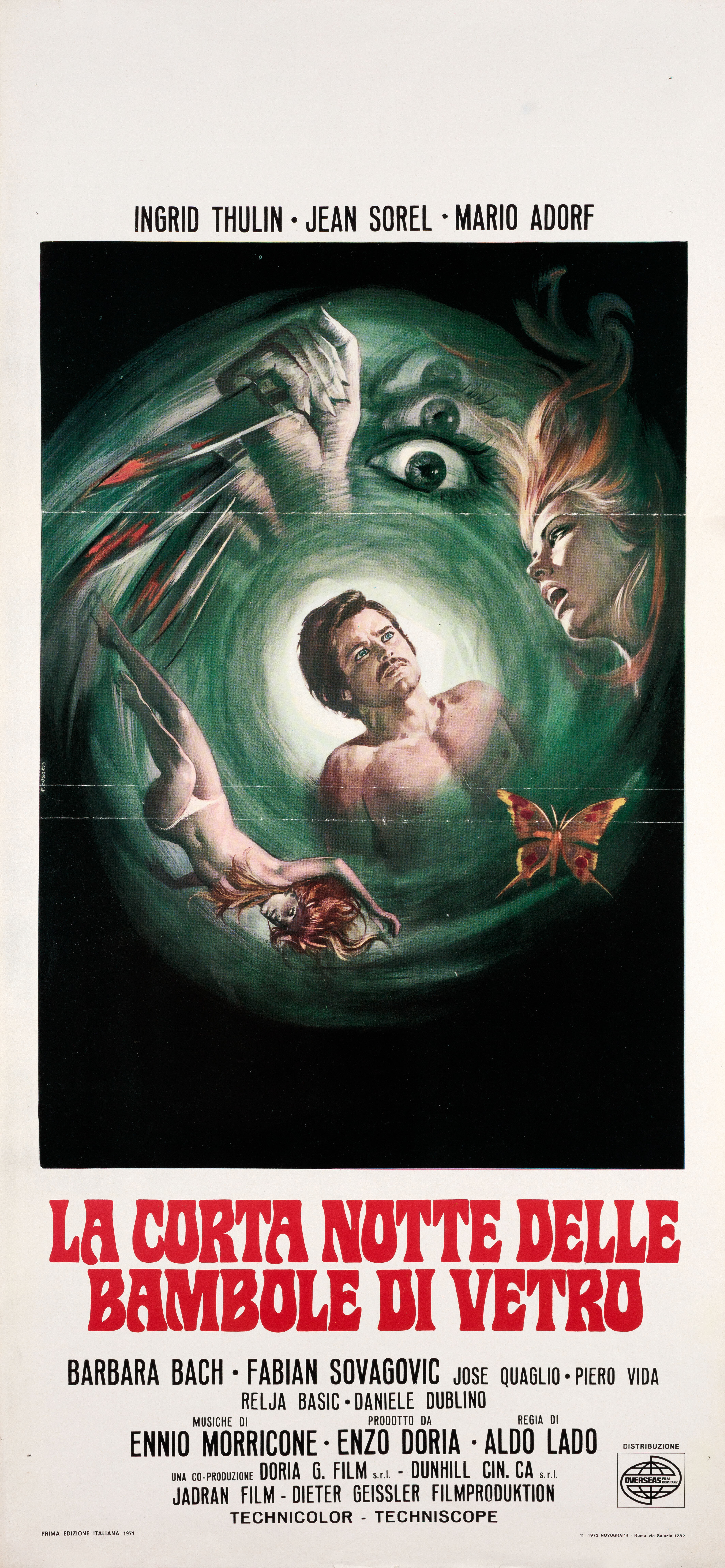 Короткая ночь стеклянных кукол (Short Night of Glass Dolls, 1971), режиссёр Альдо Ладо, художественный постер к фильму (Италия, 1971 год), автор Ренато Касаро