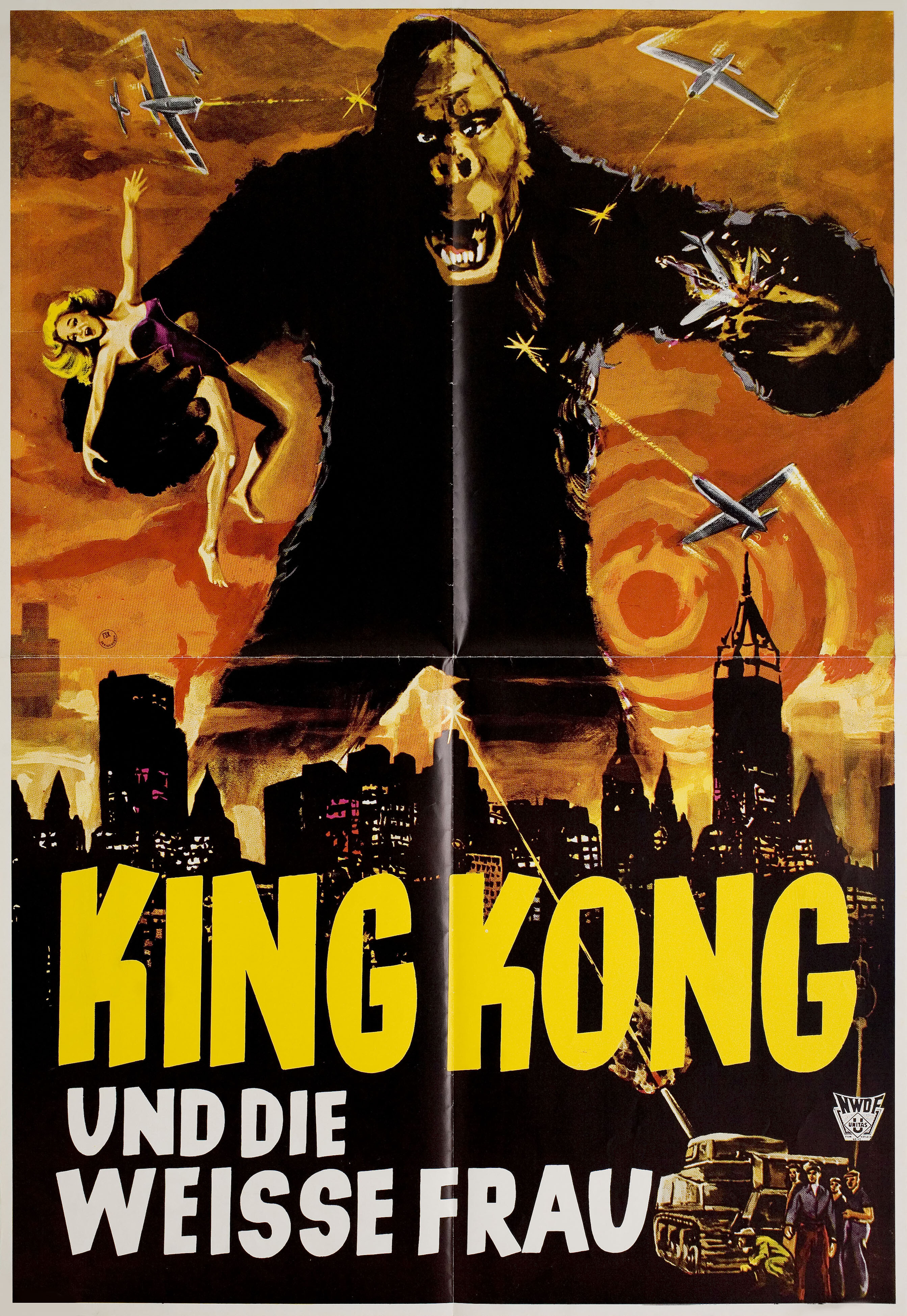 Кинг Конг (King Kong, 1933), режиссёр Мериан С. Купер, художественный постер к фильму (Германия, 1960 год)