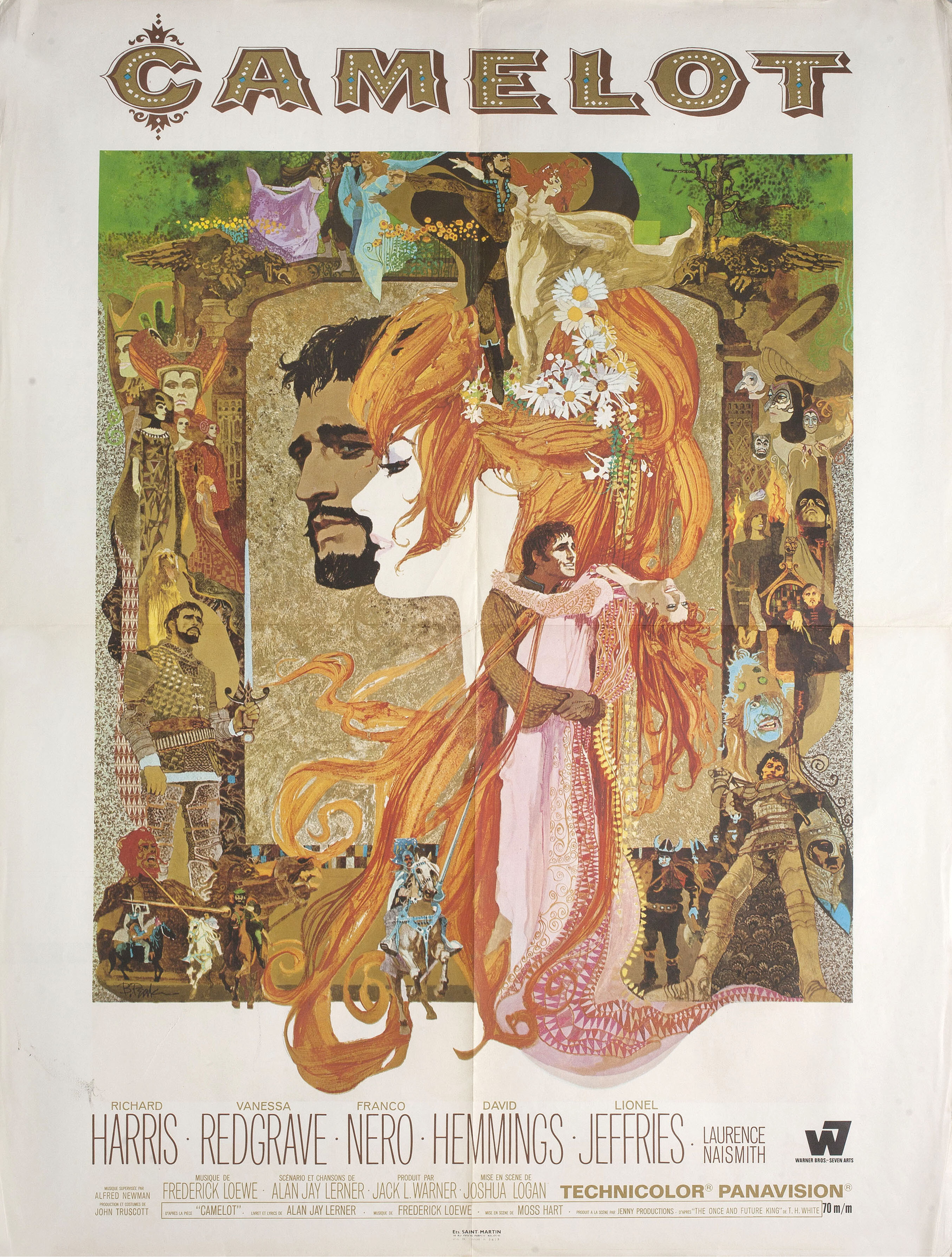 Камелот (Camelot, 1967), режиссёр Джошуа Логан, иллюстрированный постер к фильму (Франция, 1967 год), автор Боб Пик_1