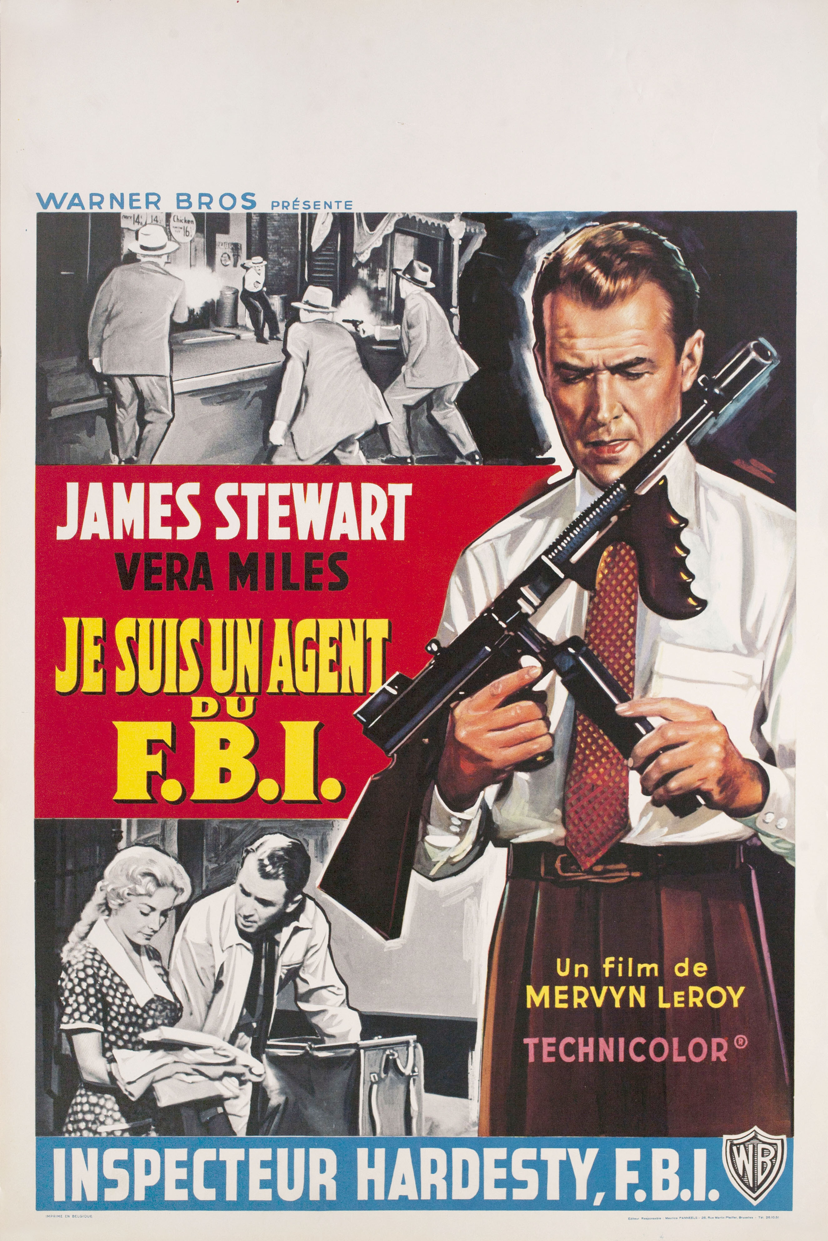 История агента ФБР (The FBI Story, 1959), режиссёр Мервин Лерой, художественный постер к фильму (Бельгия, 1959 год)