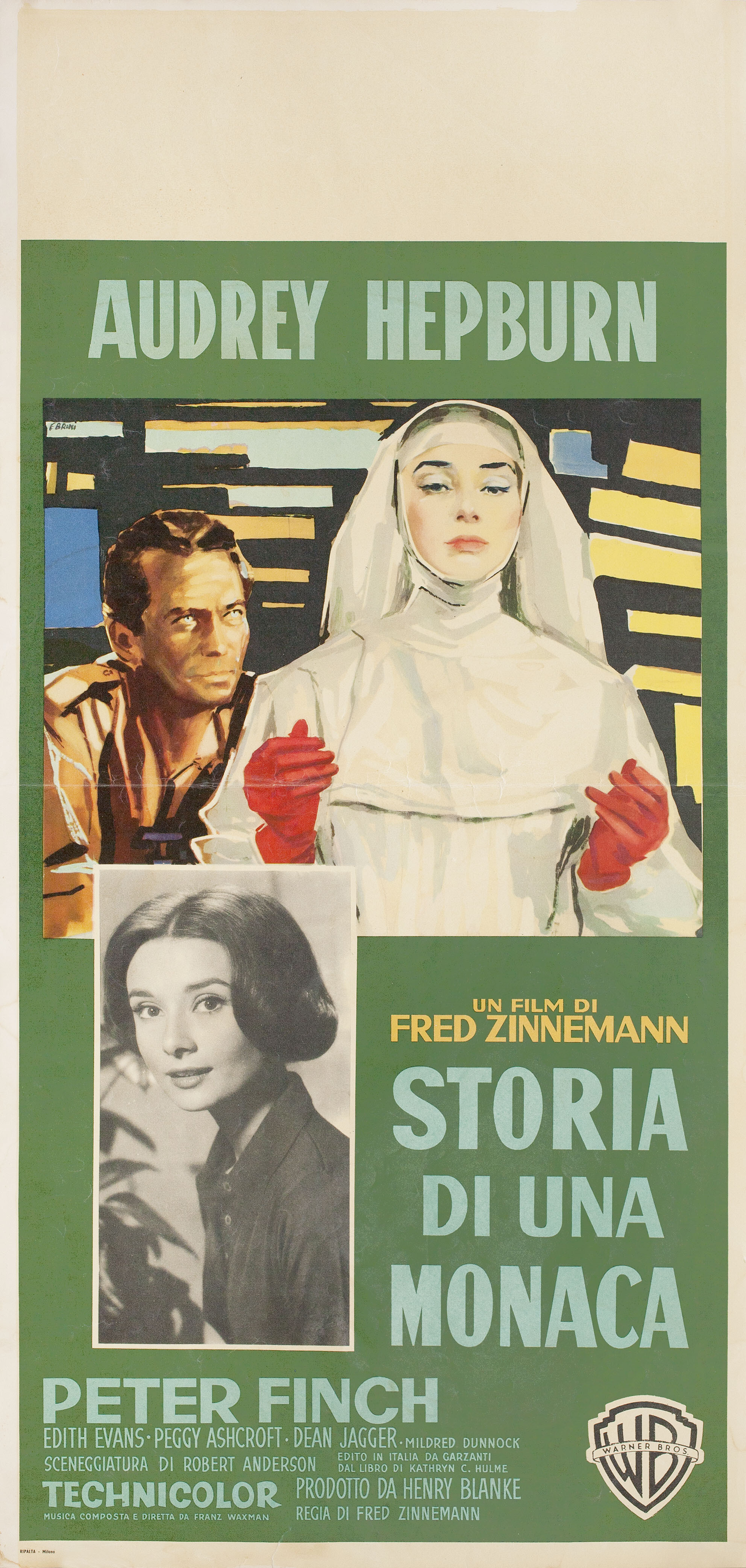 История монахини (The Nuns Story, 1959), режиссёр Фред Циннеманн, художественный постер к фильму (Италия, 1962 год), автор Эрколе Брини