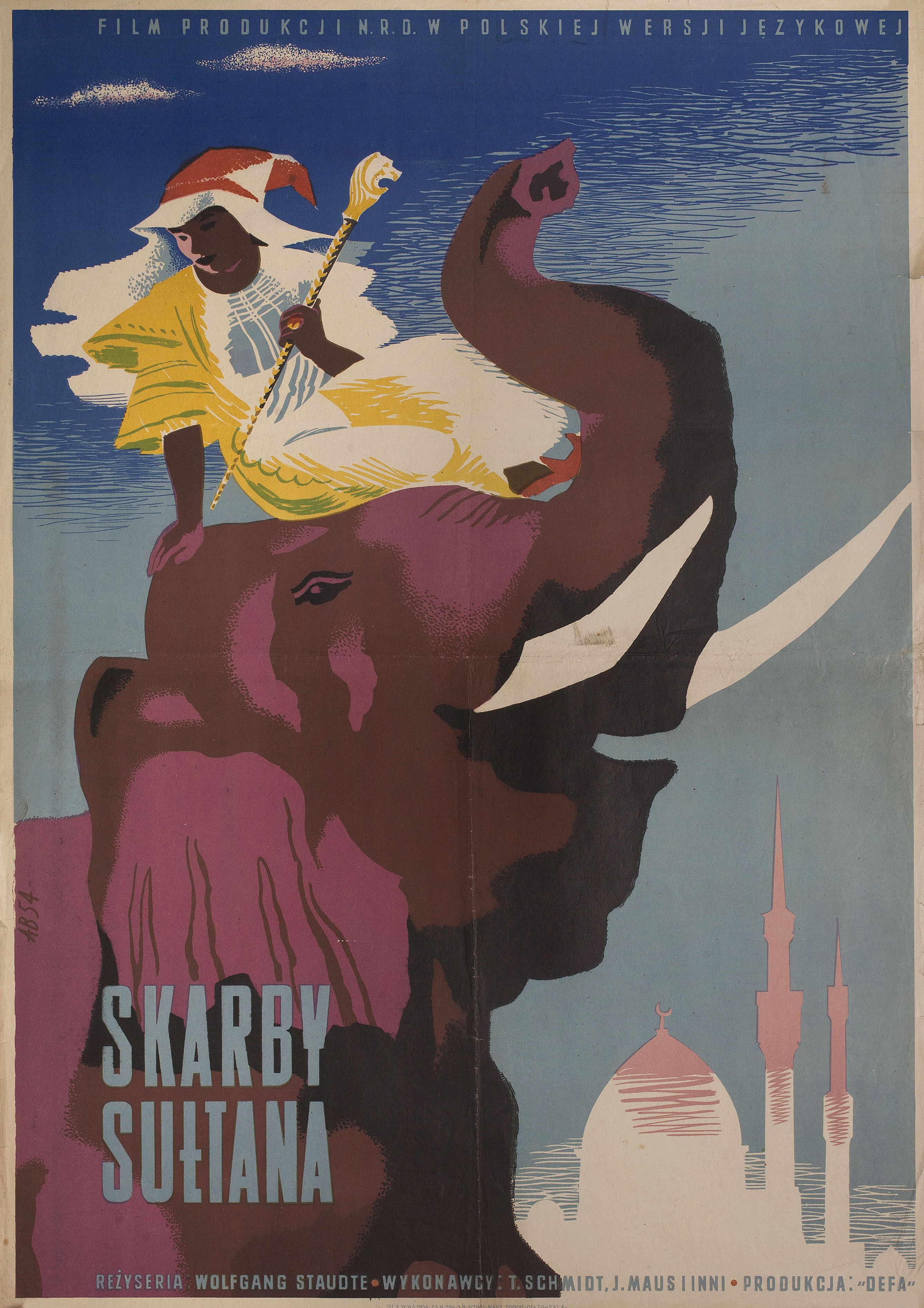 Приключения маленького Мука (The Story of Little Muck, 1953), режиссёр Вольфганг Штаудте, художественный постер к фильму (Польша, 1954 год), автор Адам Боубельски