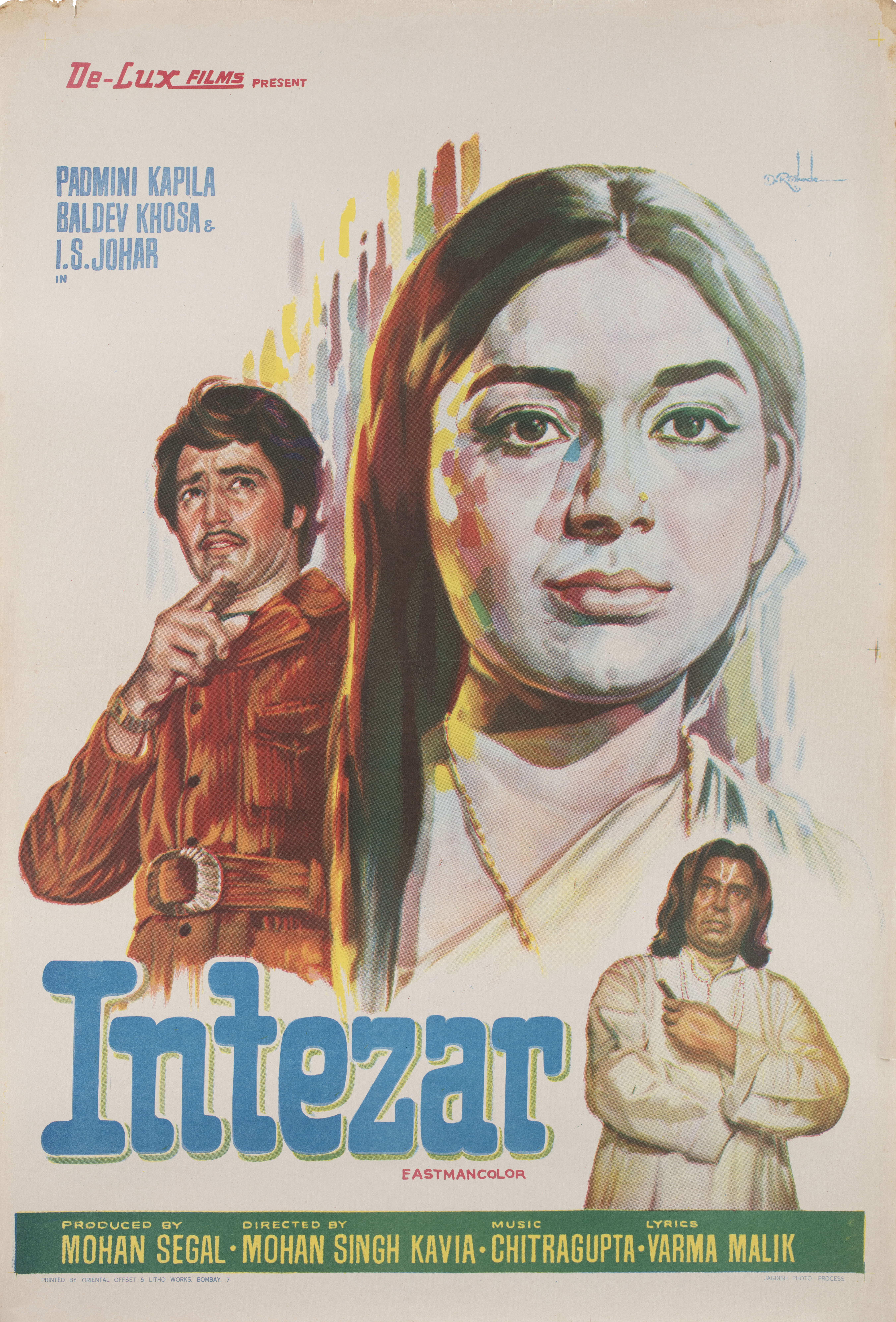 Интезар (Intezar, 1973), режиссёр Мохан Сингх Кавиа, художественный постер к фильму (Индия, 1973 год)