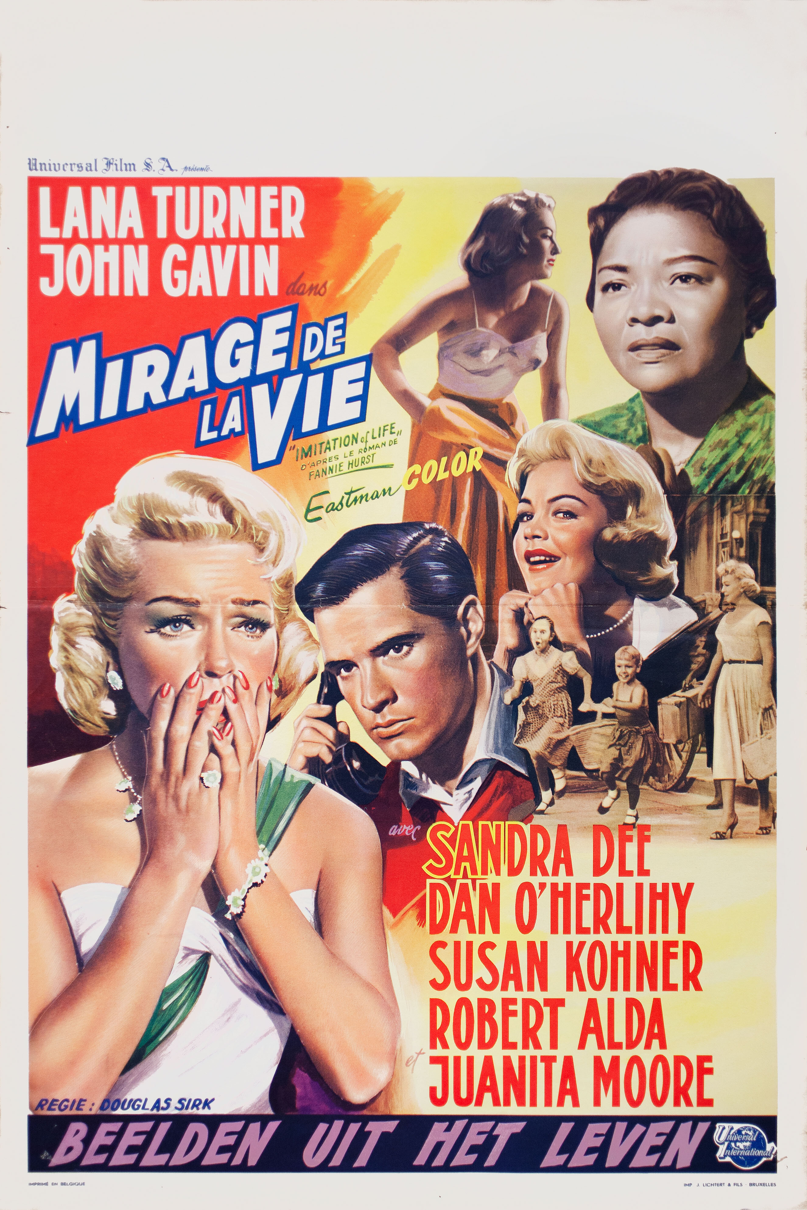 Имитация жизни (Imitation of Life, 1959), режиссёр Дуглас Сирк, художественный постер к фильму (Бельгия, 1959 год)