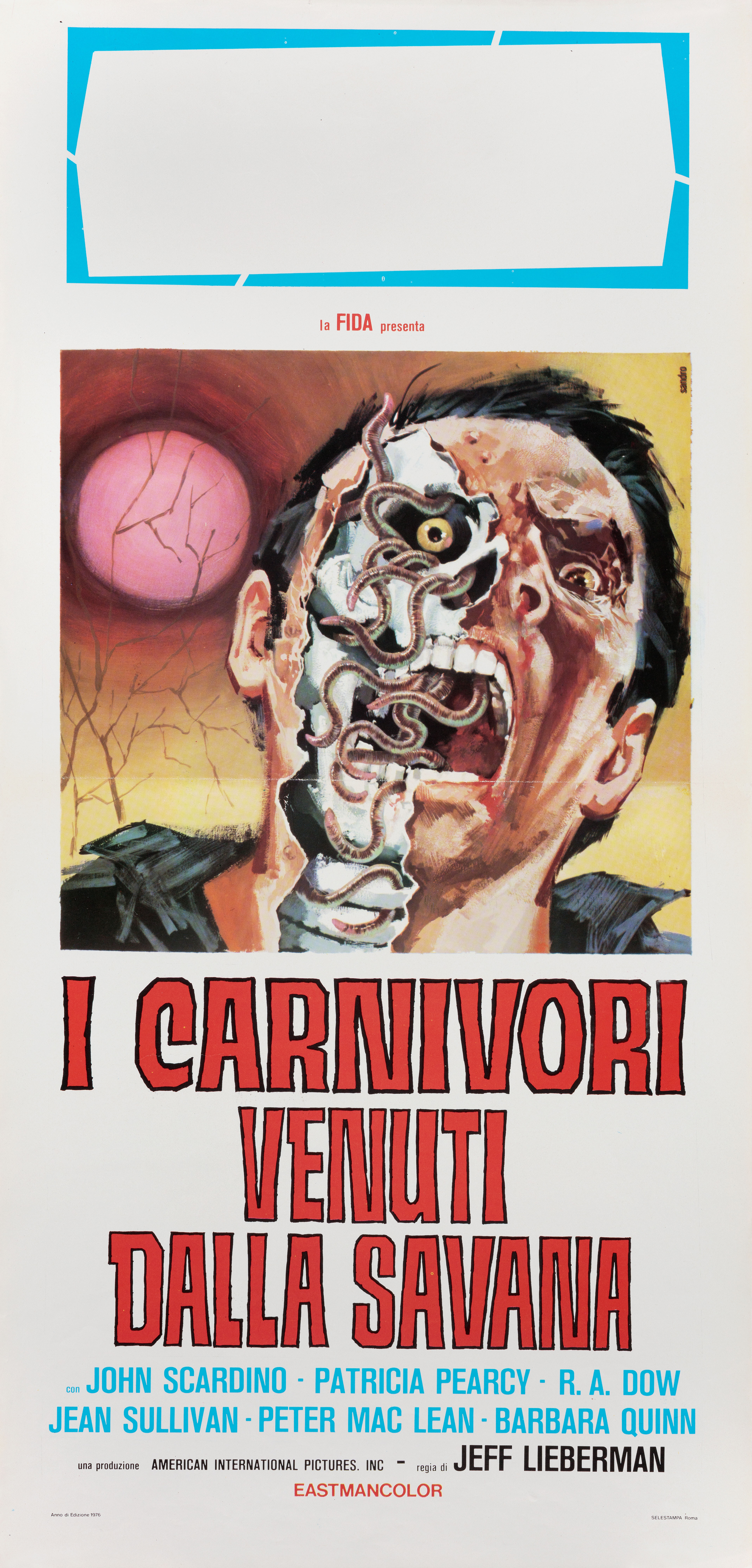 Черви (Squirm, 1976), режиссёр Джефф Либерман, художественный постер к фильму (Италия, 1976 год), автор Сандро Симеони