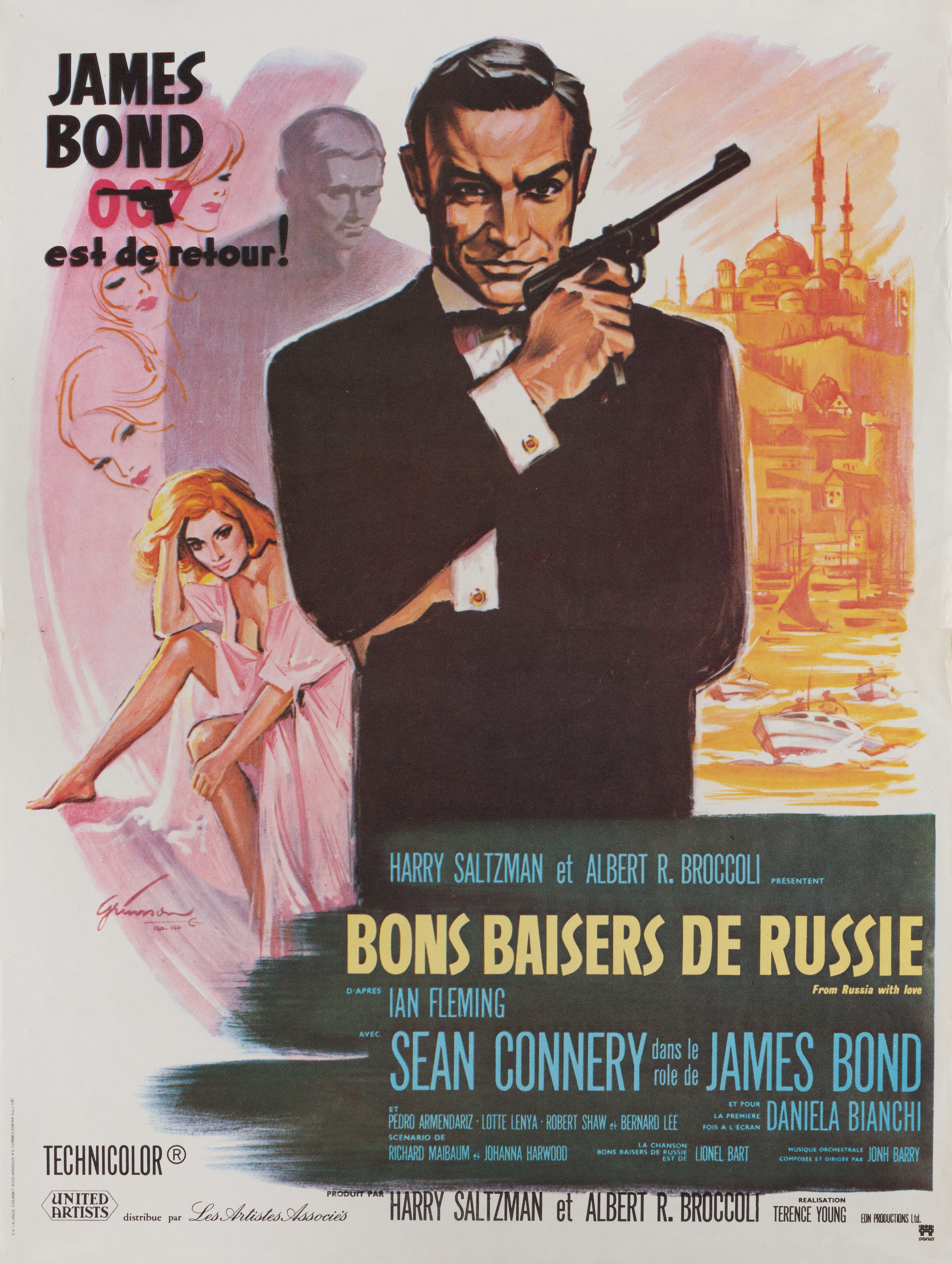 Из России с любовью (From Russia with Love, 1963), режиссёр Теренс Янг, художественный постер к фильму (Франция, 1970 год), автор Борис Гринссон_1