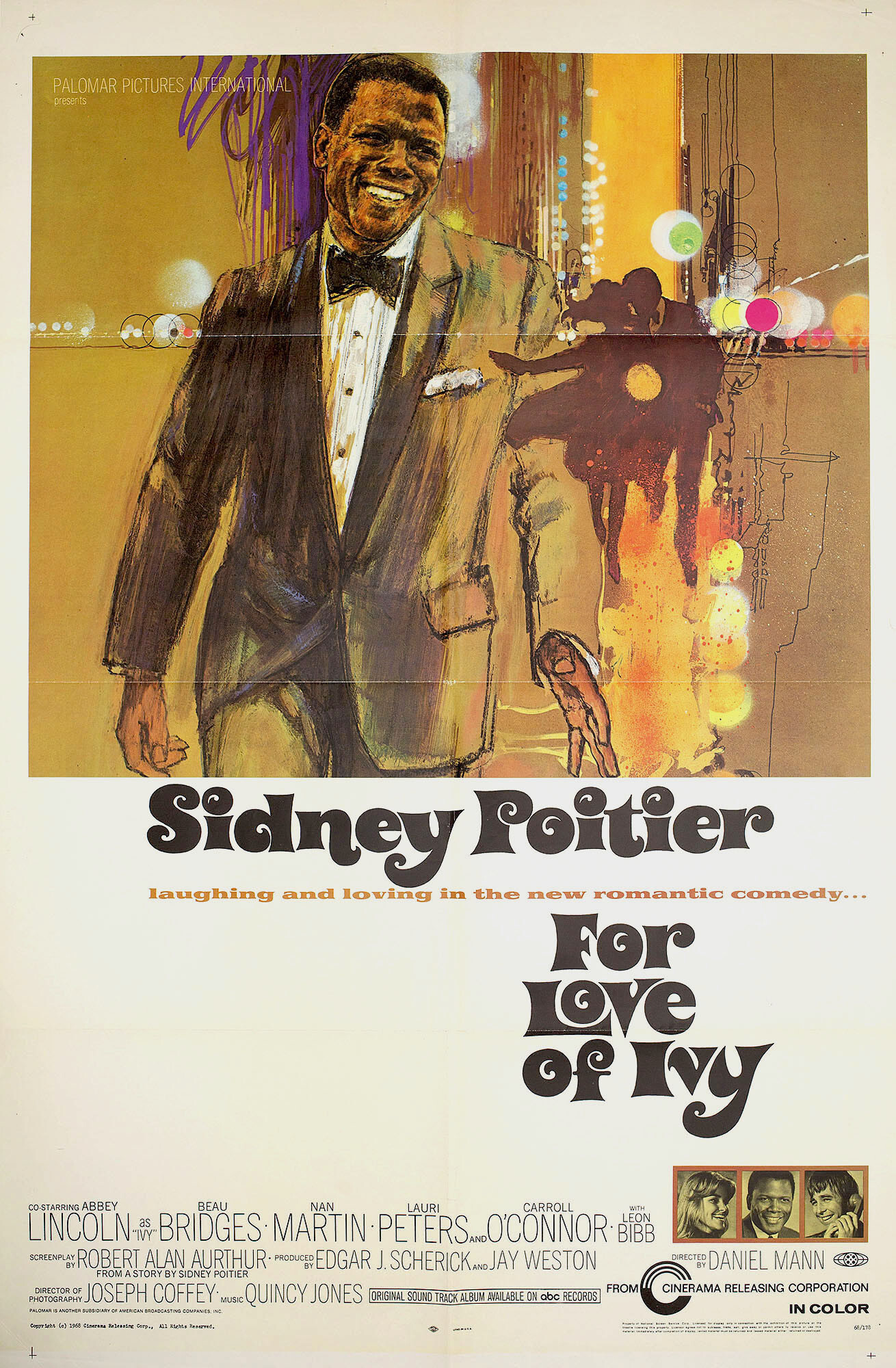 Ради любви к Айви (For Love of Ivy, 1968), режиссёр Дэниел Манн, иллюстрированный постер к фильму (США, 1968 год), автор Боб Пик