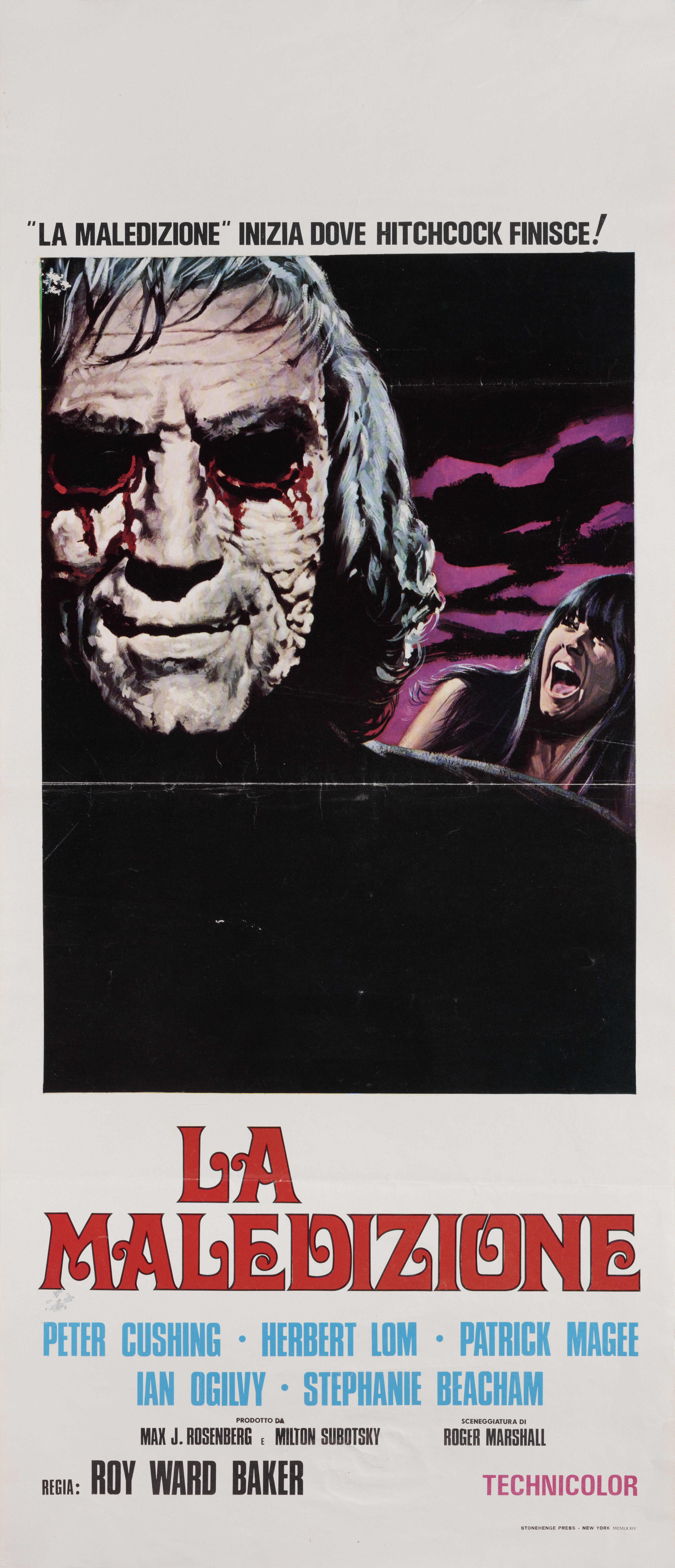 А теперь начинается крик (And Now the Screaming Starts!, 1973), режиссёр Рой Уорд Бейкер, художественный постер к фильму (Италия, 1974 год)