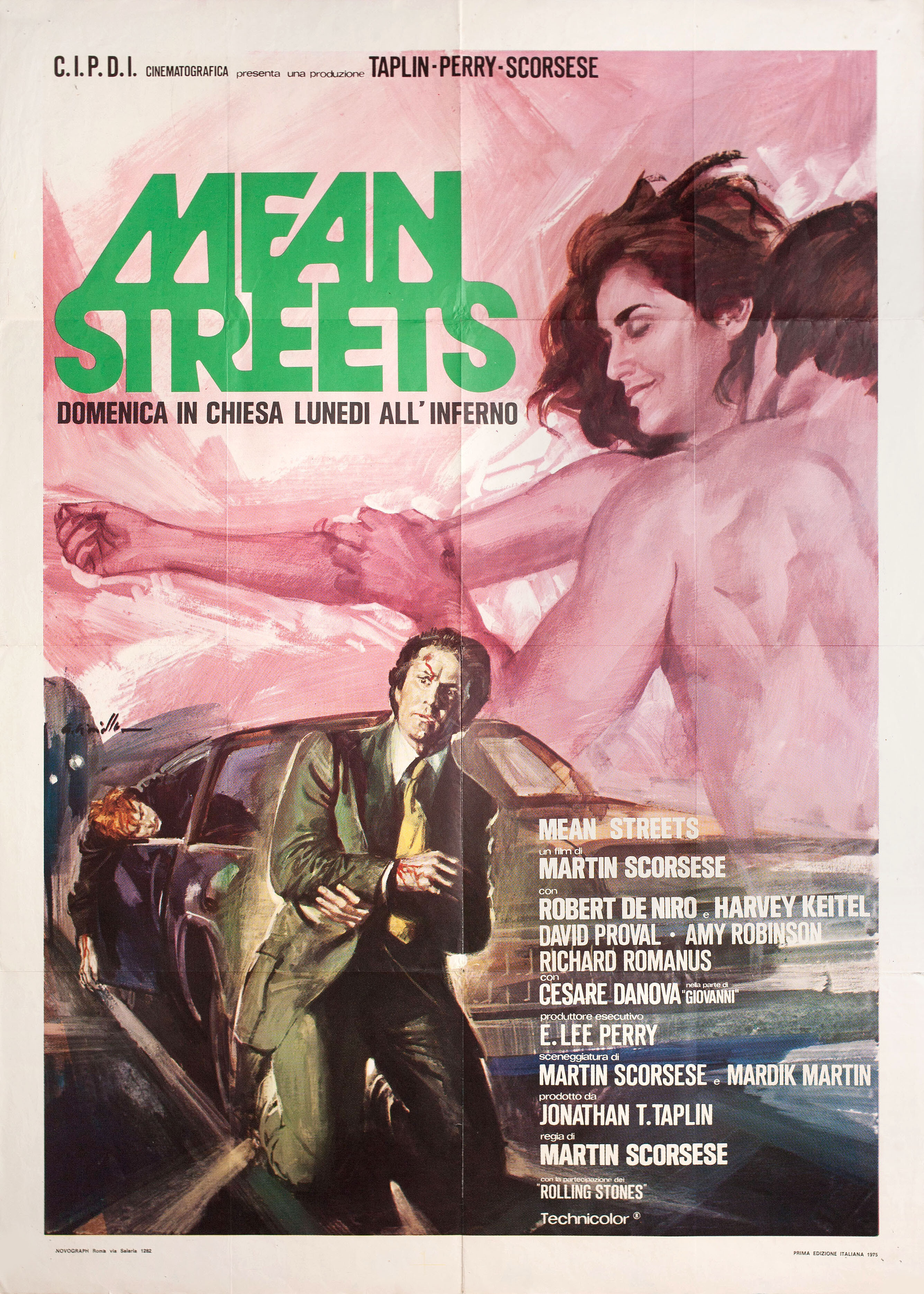 Злые улицы (Mean Streets, 1973), режиссёр Мартин Скорсезе, художественный постер к фильму (Италия, 1975 год), автор Аверардо Чириелло