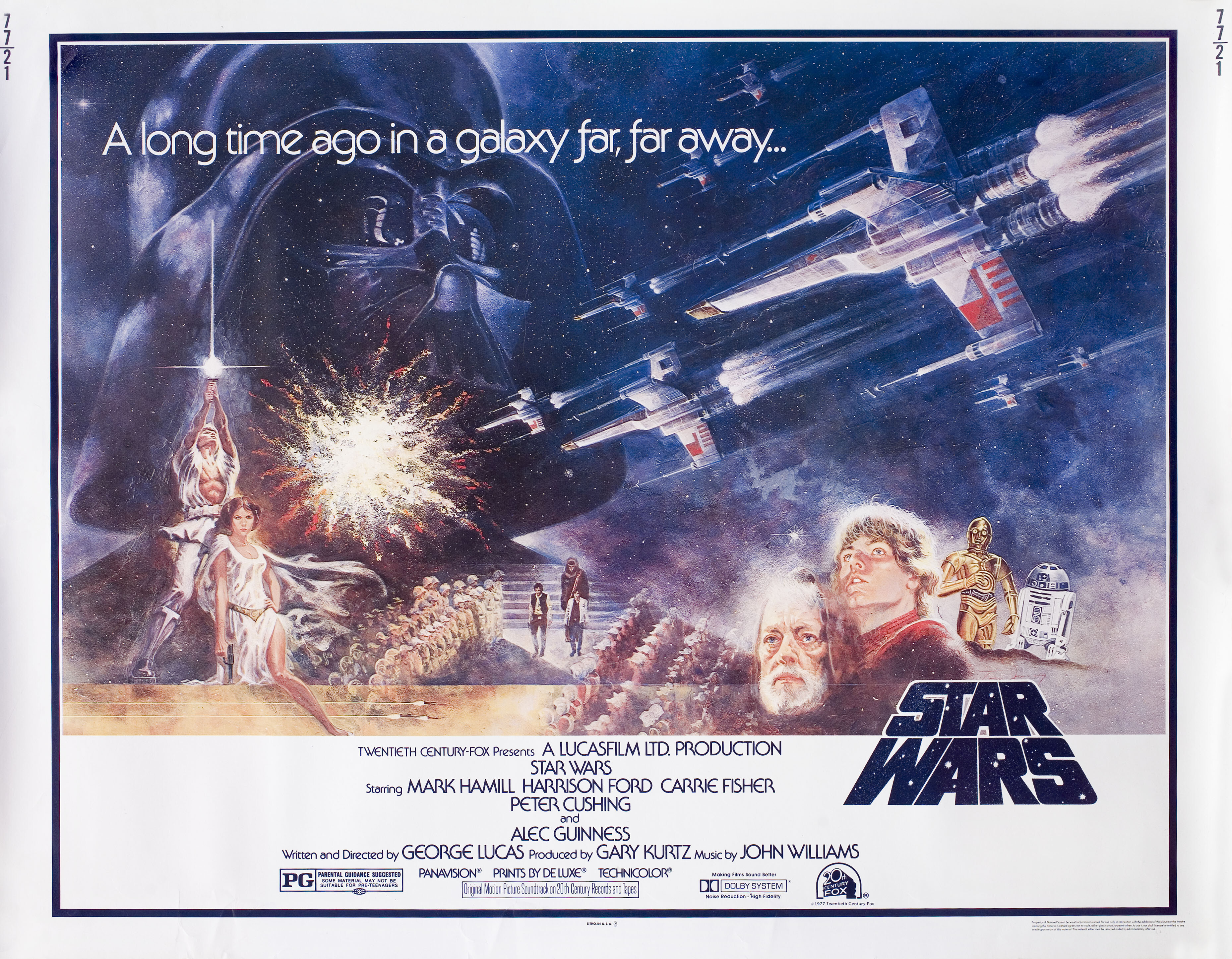 Звёздные войны: Эпизод 4 – Новая надежда (Star Wars, 1977), режиссёр Джордж Лукас, иллюстрированный постер к фильму (США, 1977 год), автор Том Юнг_3