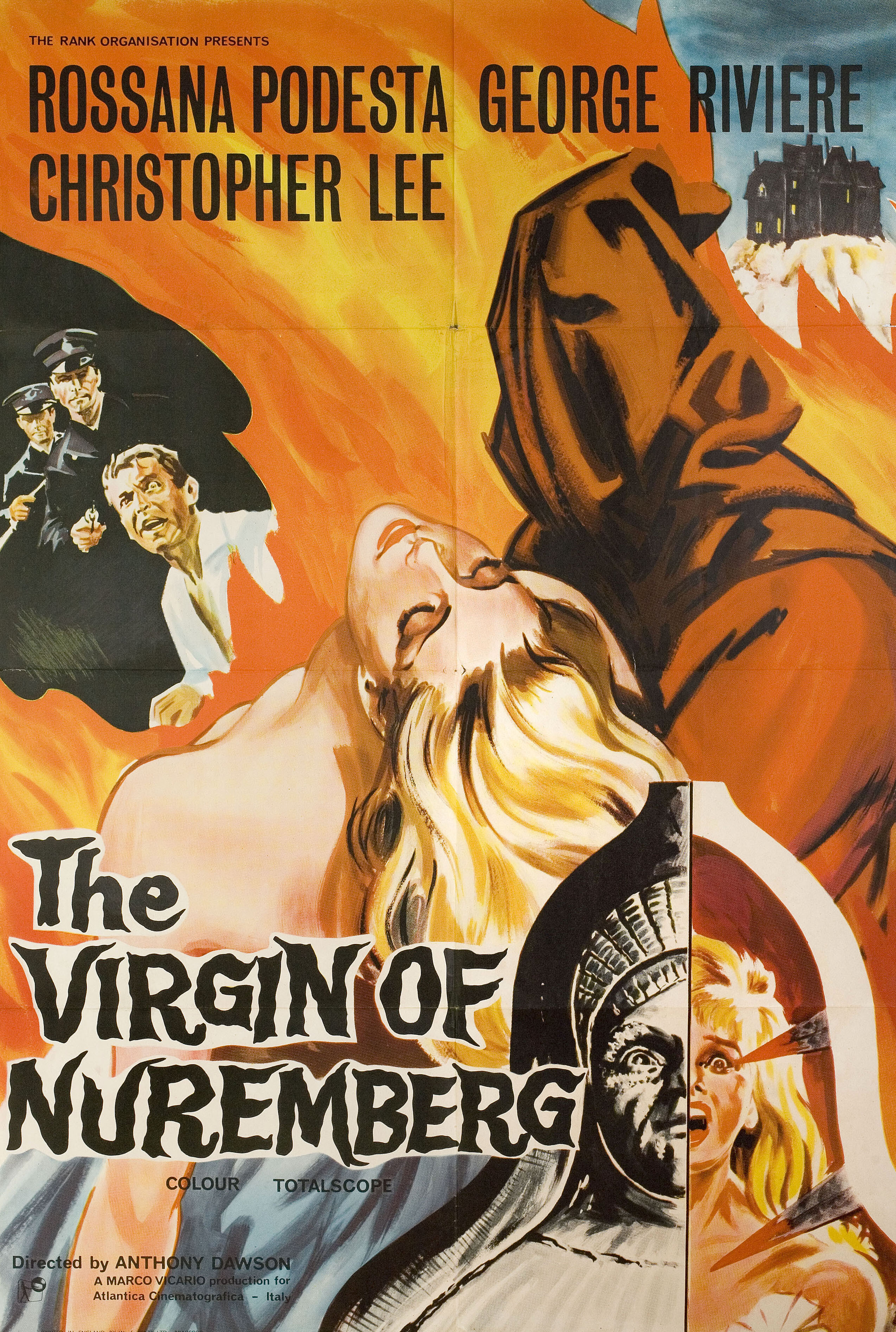 Нюрнбергская дева (Horror Castle, 1963), режиссёр Антонио Маргерити, художественный постер к фильму (Британия, 1964 год)