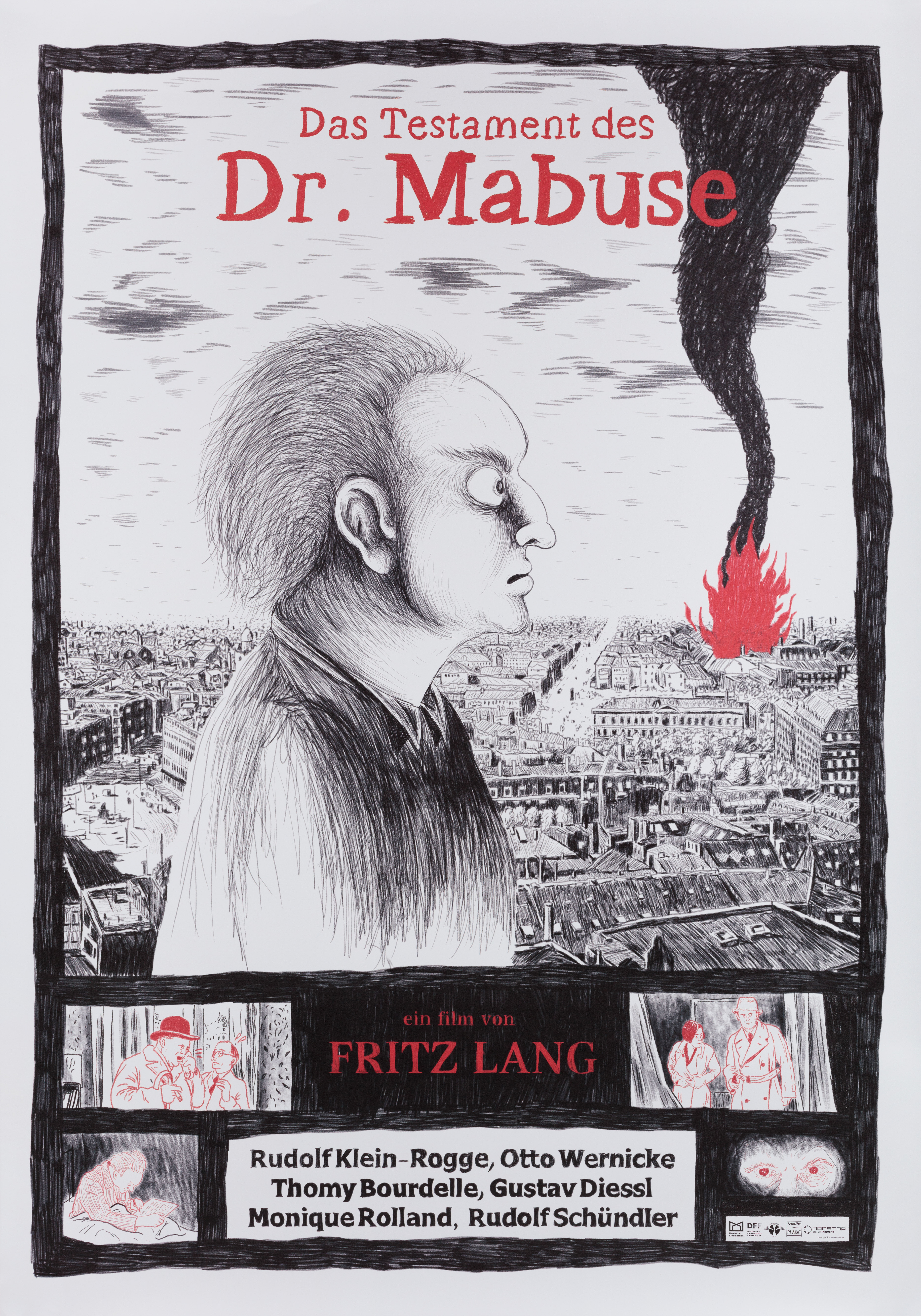 Завещание доктора Мабузе (The Testament of Dr. Mabuse, 1933), режиссёр Фриц Ланг, иллюстрированный постер к фильму (Швеция, 2022 год), автор Кольбейнн Карлссон