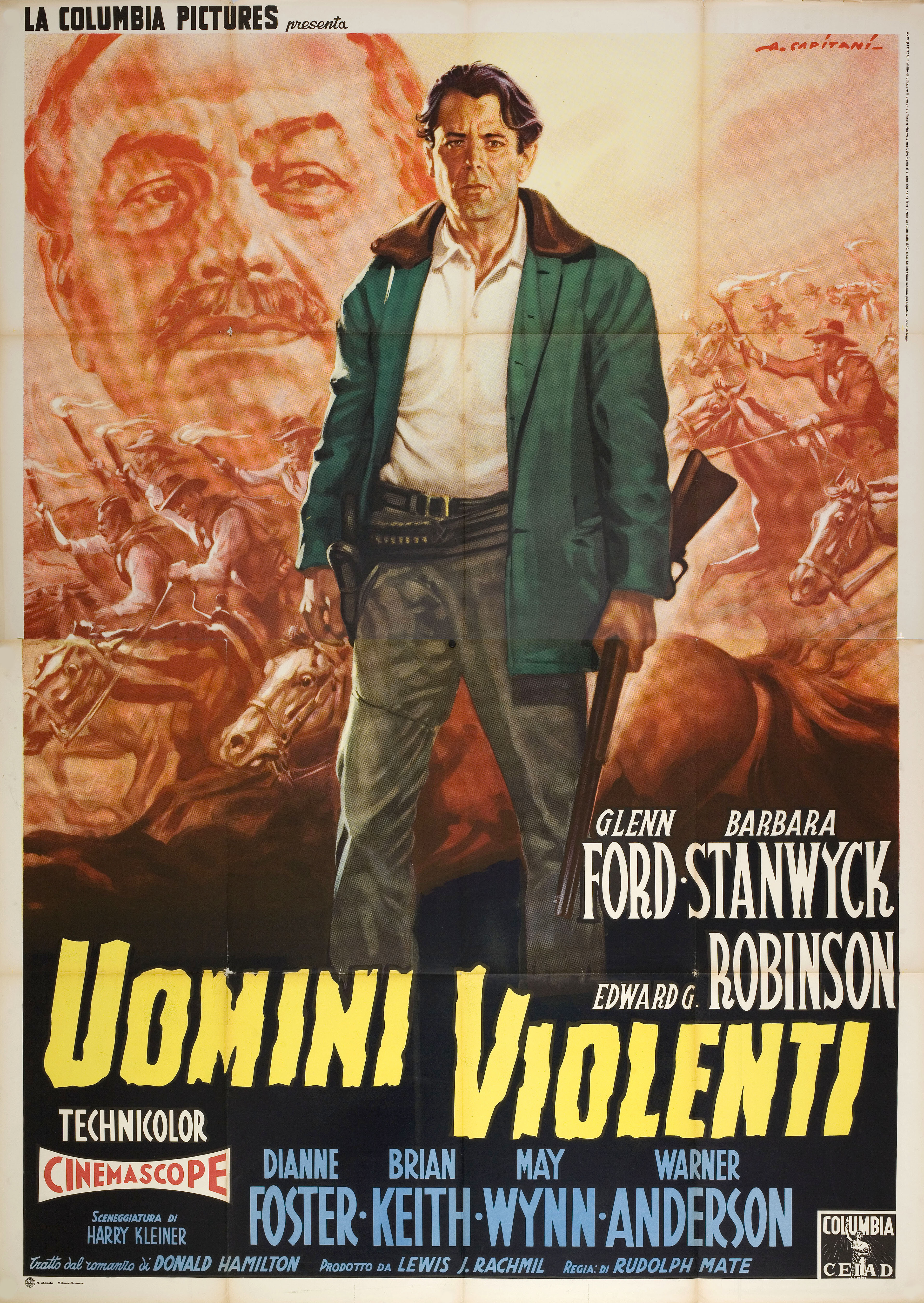 Жестокие люди (The Violent Men, 1955), режиссёр Рудольф Мате, художественный постер к фильму (Италия, 1962 год), автор Альфредо Капитани