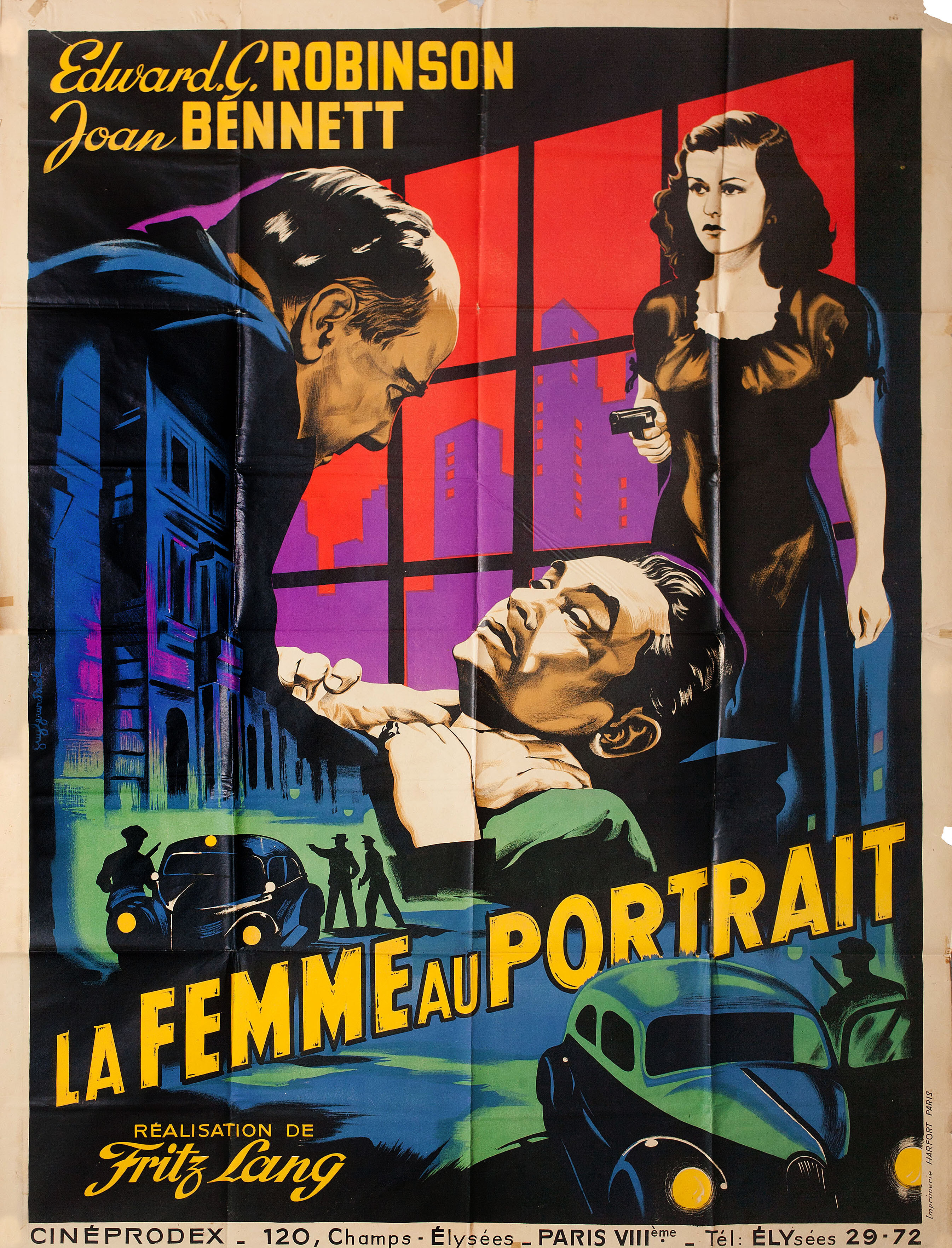 Женщина в окне (The Woman in the Window, 1944), режиссёр Фриц Ланг, художественный постер к фильму (Франция, 1950 год), автор Гай Джерард Ноэль