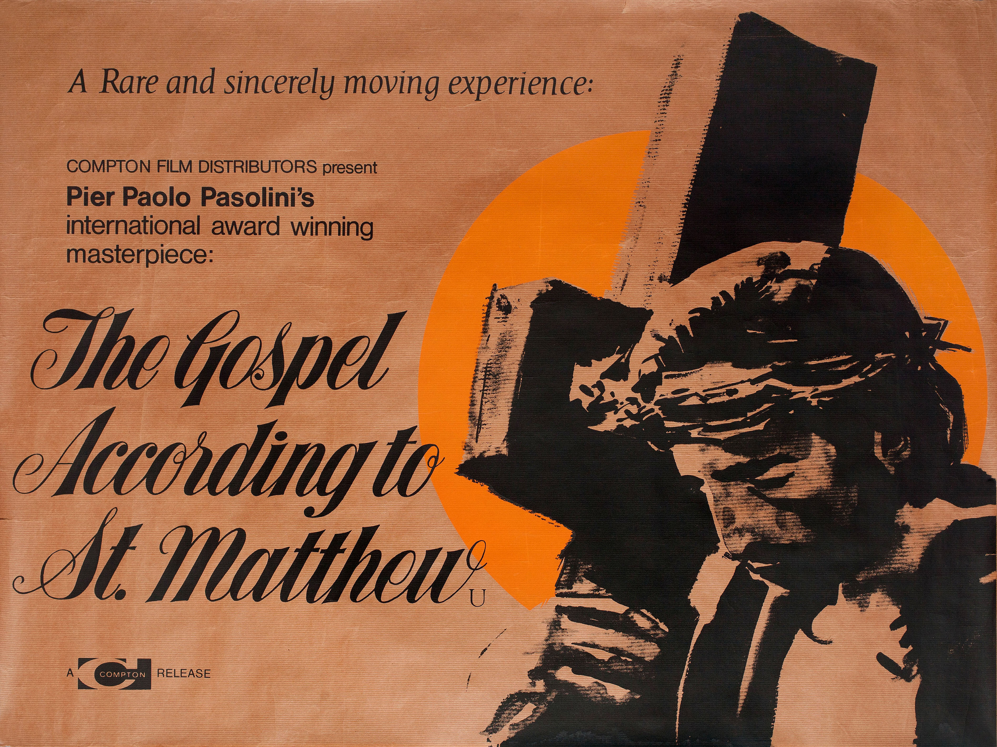 Евангелие от Матфея (The Gospel According to St. Matthew, 1964), режиссёр Пьер Паоло Пазолини, художественный постер к фильму (Британия, 1967 год)