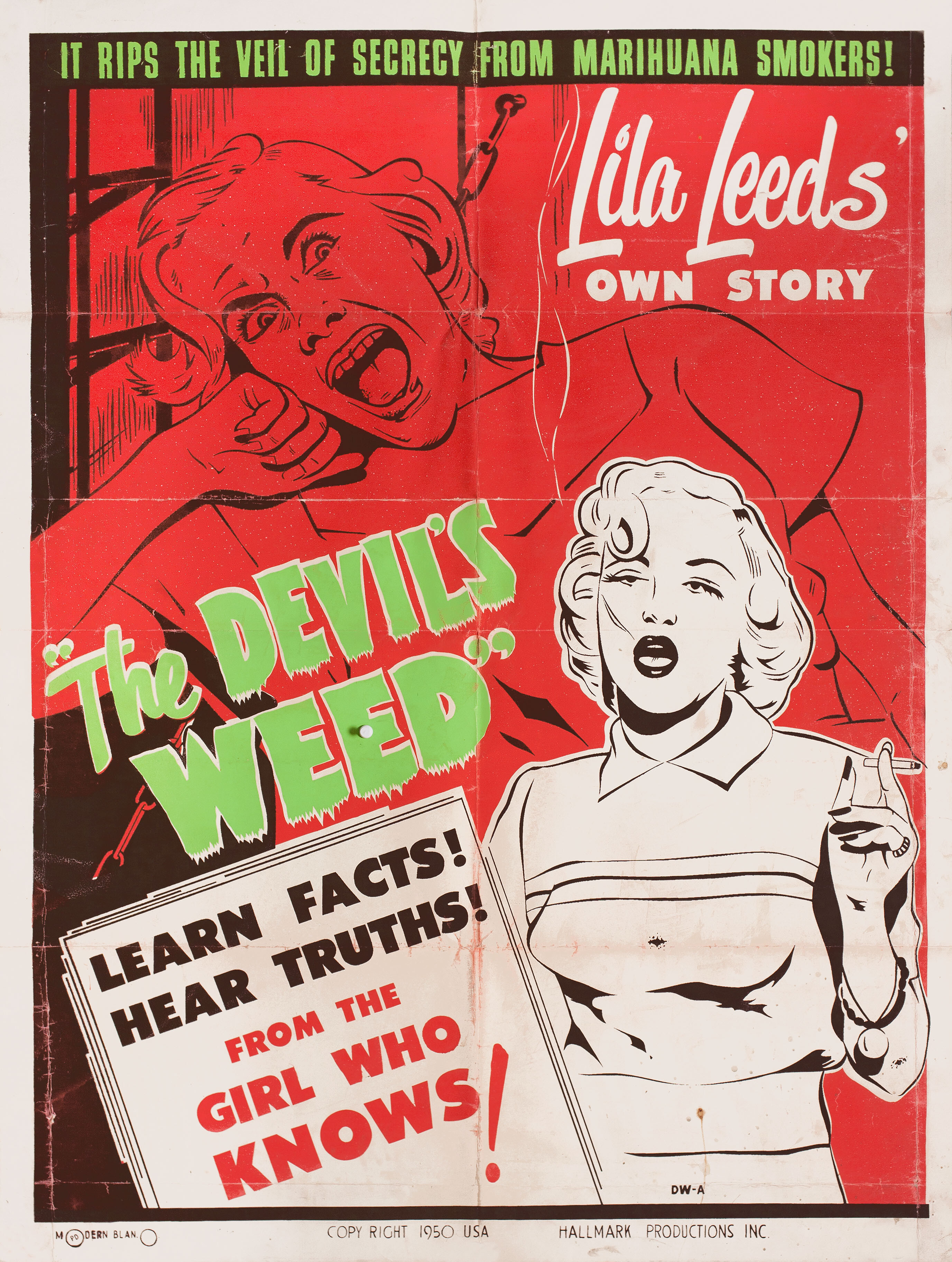 Сорняк (Devils Weed, 1949), режиссёр Сэм Ньюфилд, иллюстрированный постер к фильму (США, 1950 год)