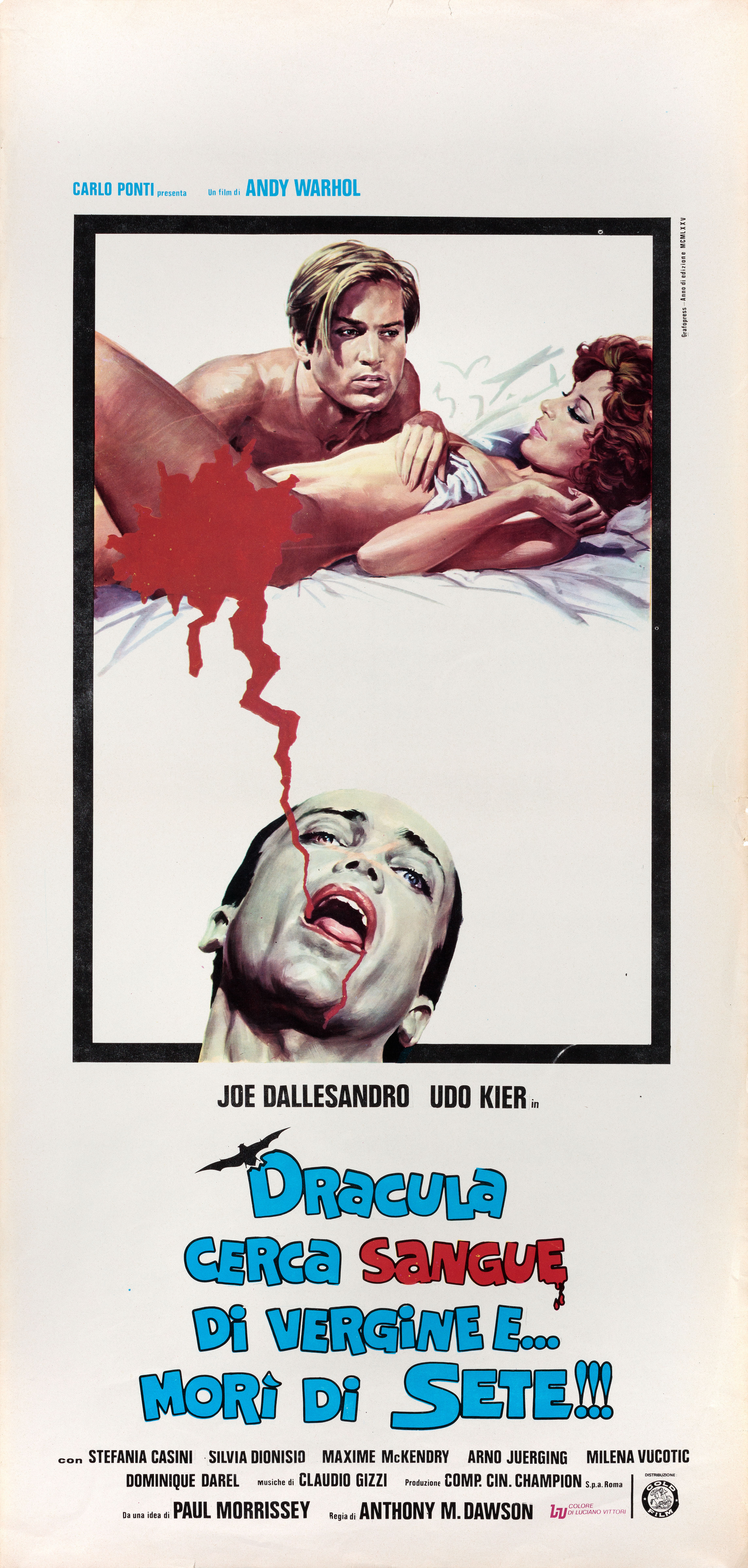 Кровь для Дракулы (Andy Warhols Dracula, 1974), режиссёр Пол Моррисси, художественный постер к фильму (Италия, 1975 год)