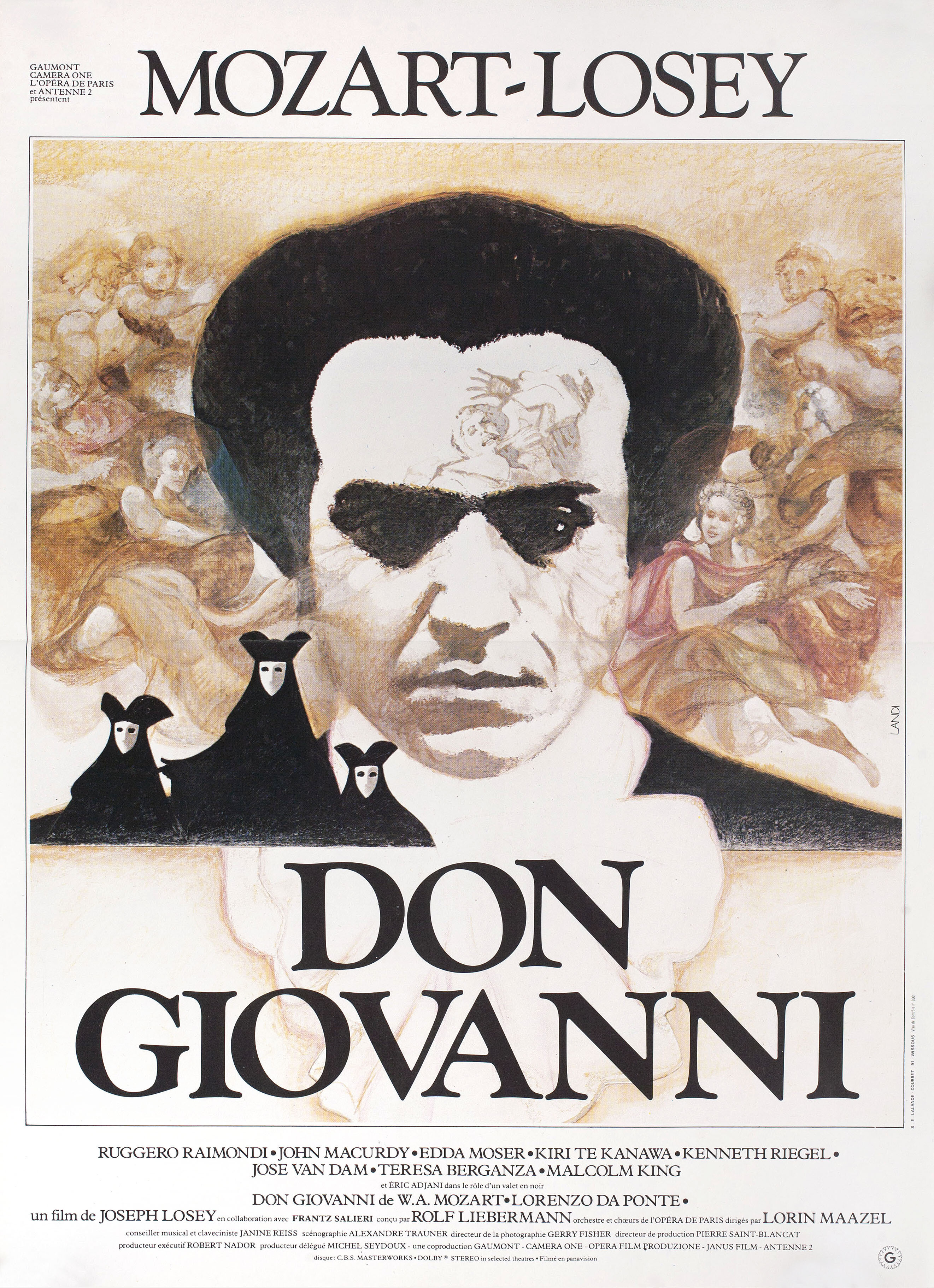 Дон Жуан (Don Giovanni, 1979), режиссёр Джозеф Лоузи, художественный постер к фильму (Франция, 1979 год), автор Мишель Ланди