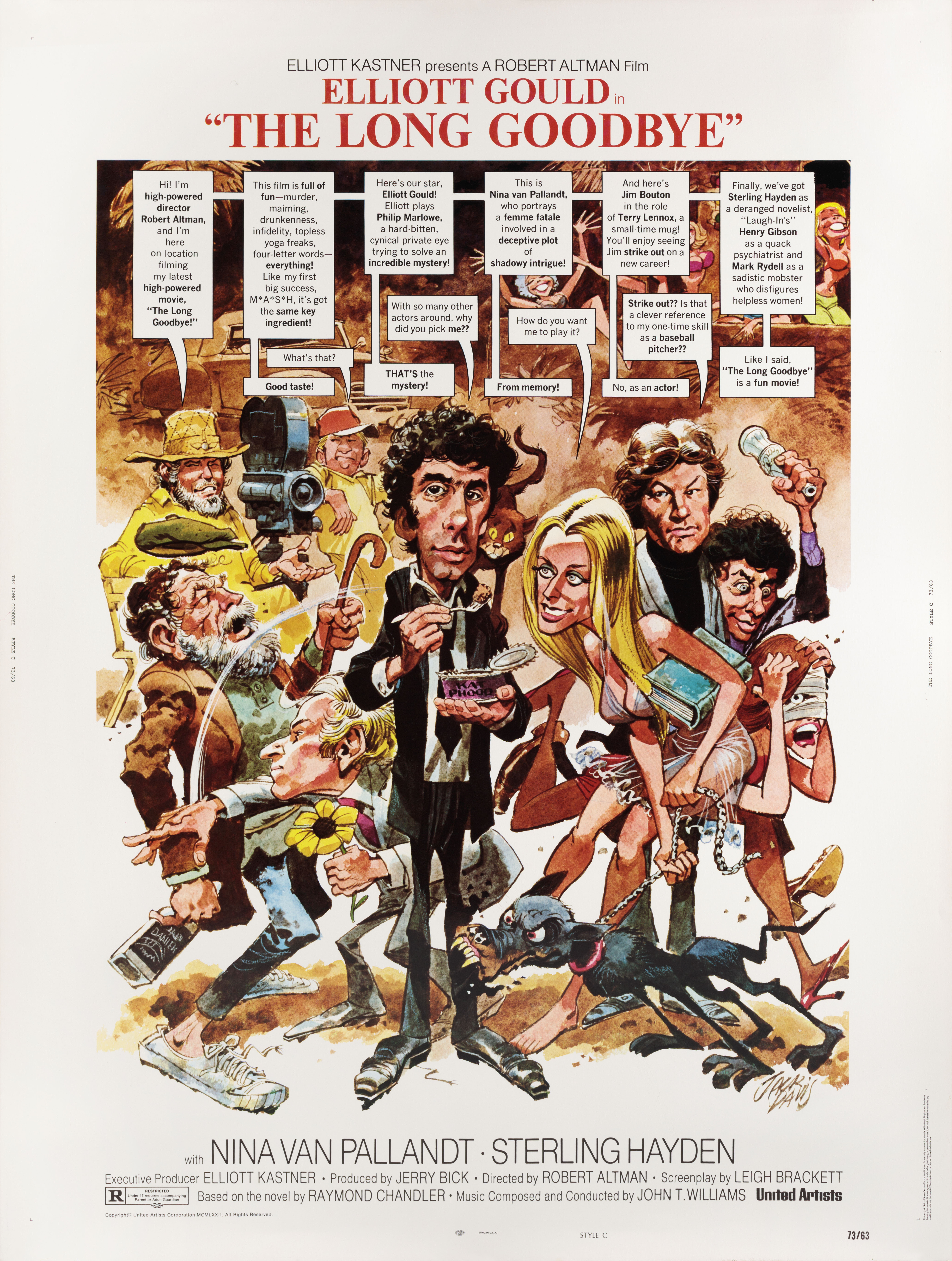 Долгое прощание (The Long Goodbye, 1973), режиссёр Роберт Альтман, иллюстрированный постер к фильму (США, 1973 год), автор Джек Дэвис_1