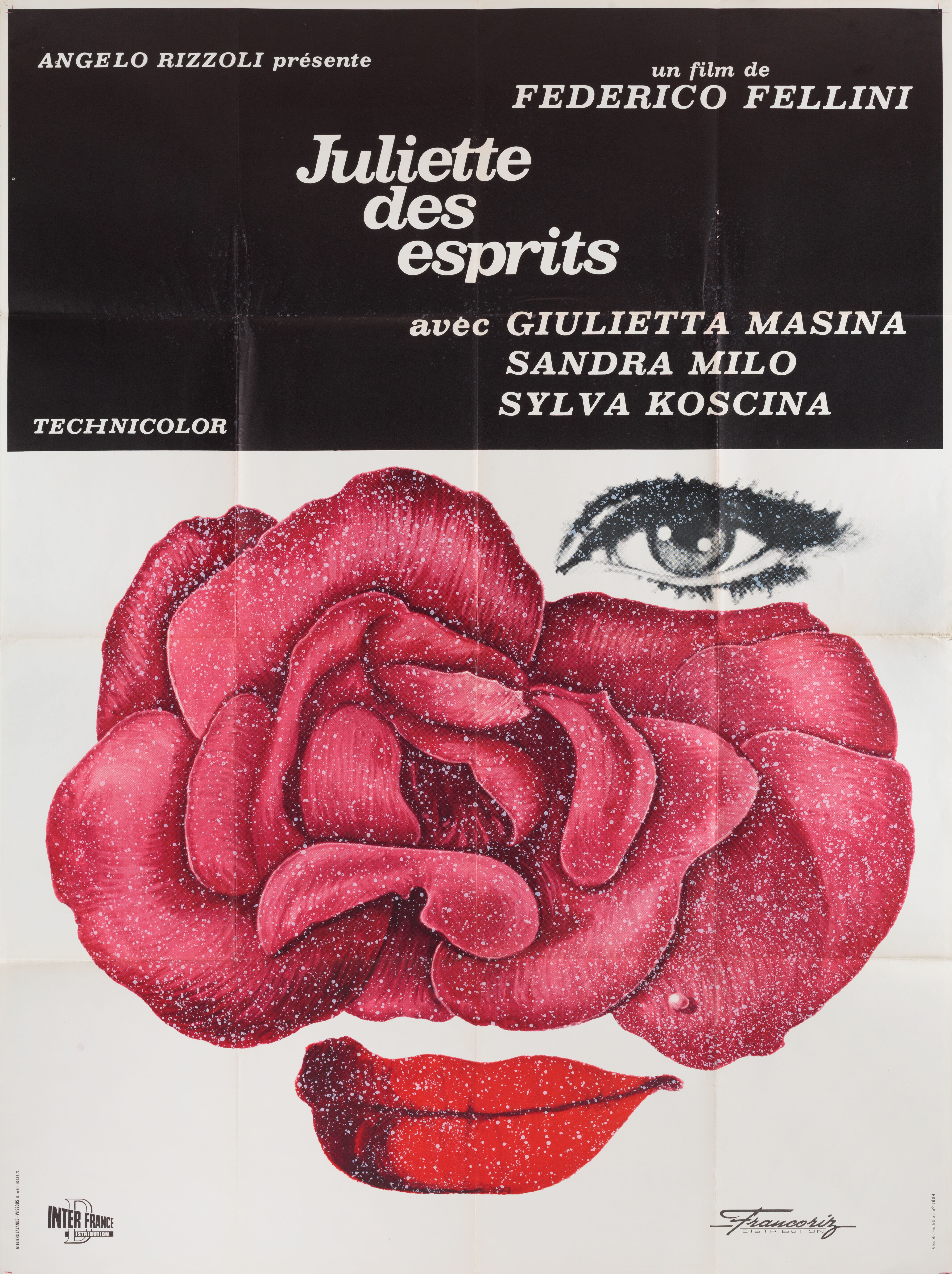 Джульетта и духи (Juliet of the Spirits, 1965), режиссёр Федерико Феллини, иллюстрированный постер к фильму (Франция, 1965 год)