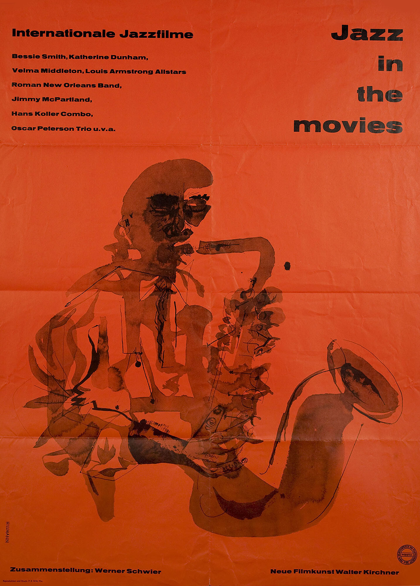 Джаз в кино (Jazz in the Movies, 1958), художественный постер (Германия, 1958 год), автор Ханс Хиллманн