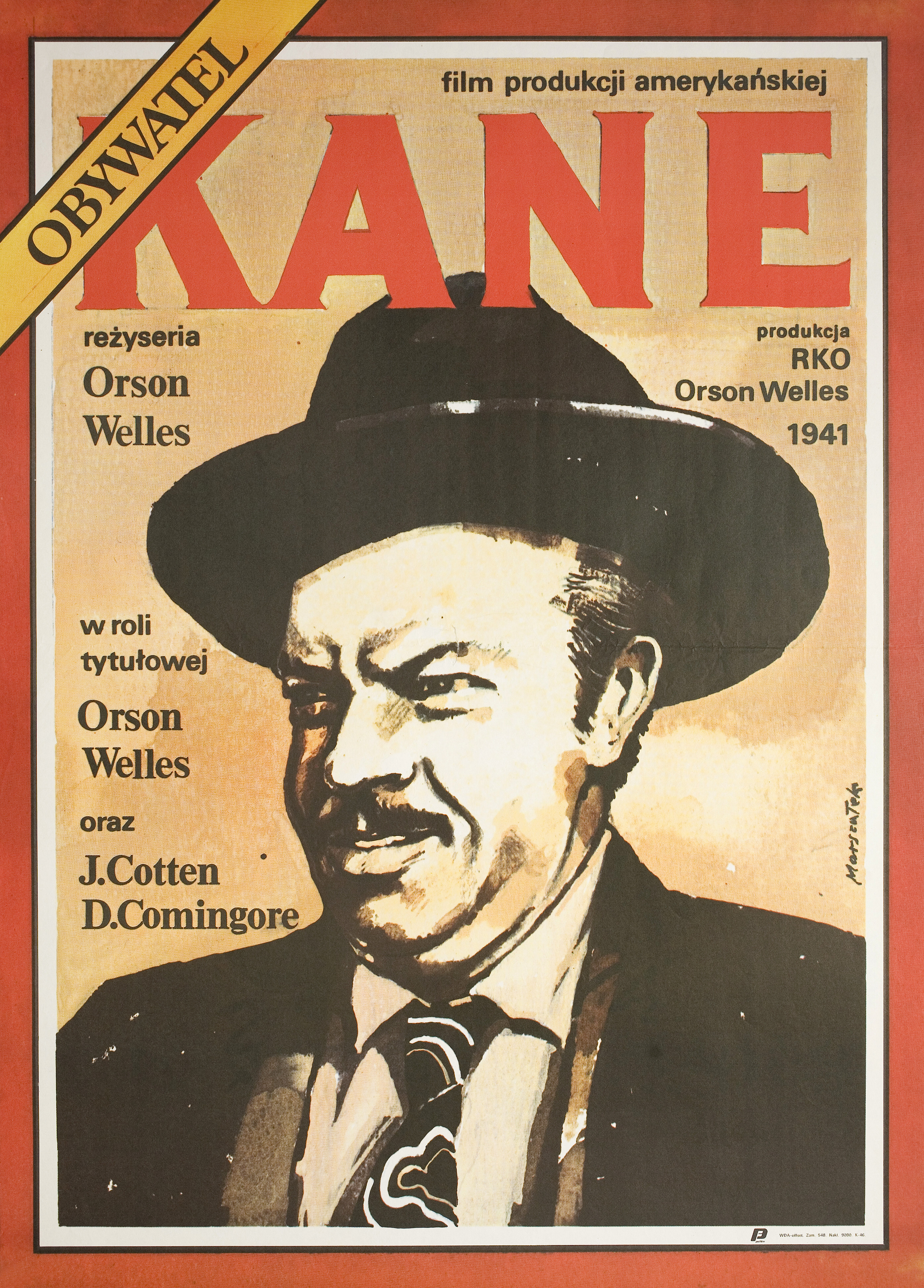 Гражданин Кейн (Citizen Kane, 1941), режиссёр Орсон Уэллс, иллюстрированный постер к фильму (Польша, 1980 год)