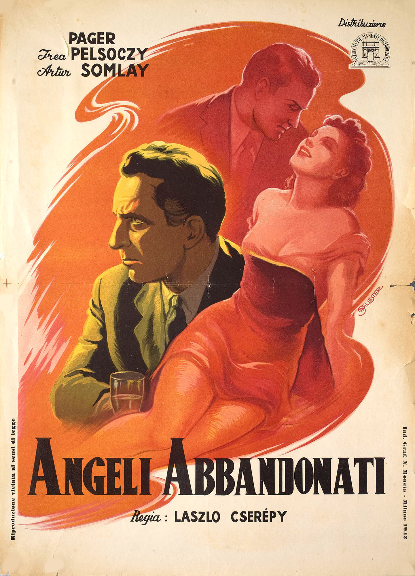 Гарминкадик (A harmincadik, 1941), режиссёр Имре Апати, художественный постер к фильму (Италия, 1943 год), автор Ансельмо Баллестер