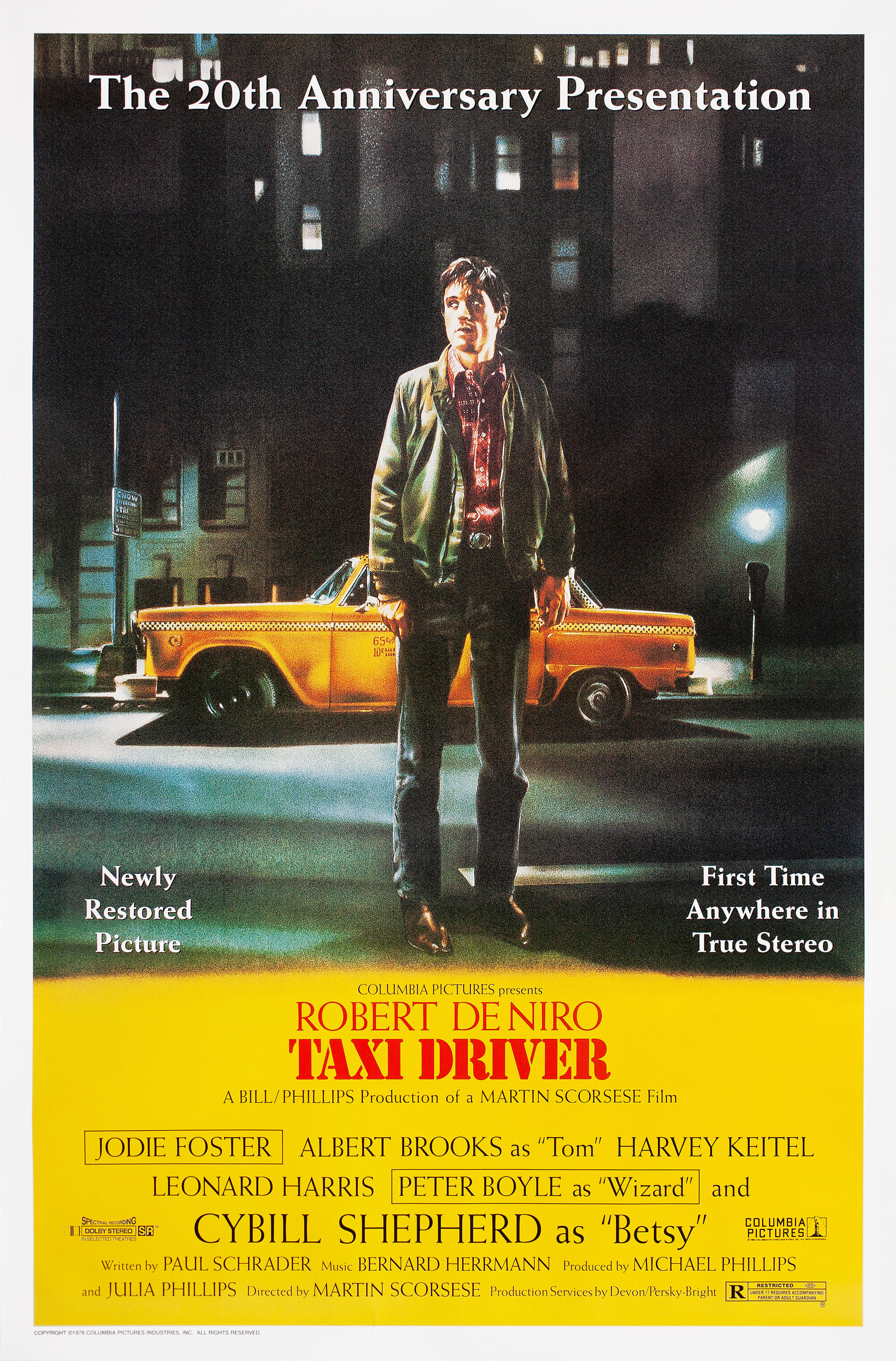 Таксист (Taxi Driver, 1976), режиссёр Мартин Скорсезе, иллюстрированный постер к фильму (США, 1996 год), автор Гай Пелларт