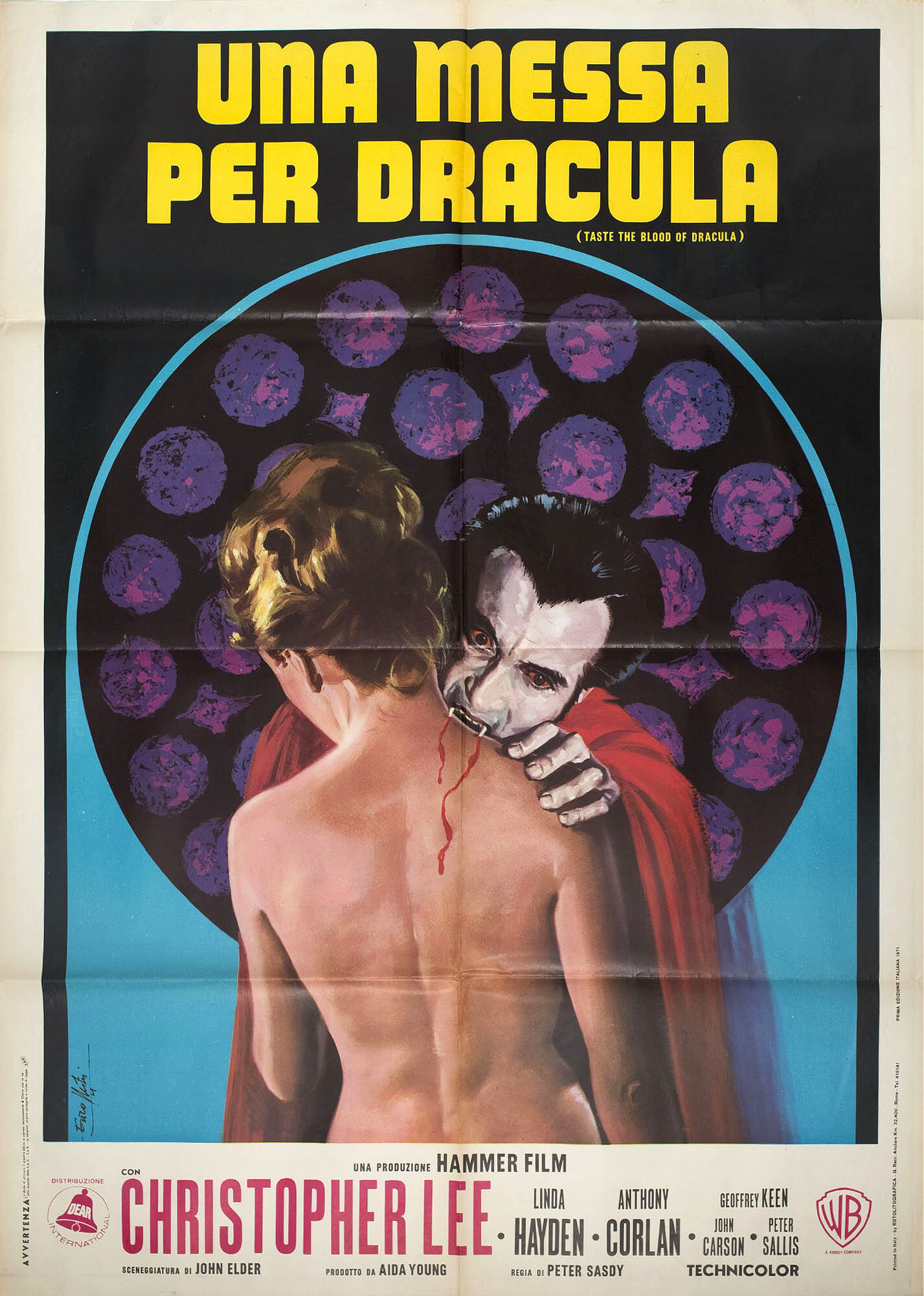 Вкус крови Дракулы (Taste the Blood of Dracula, 1970), режиссёр Питер Сэсди, художественный постер к фильму (Италия, 1971 год), автор Энцо Нистри