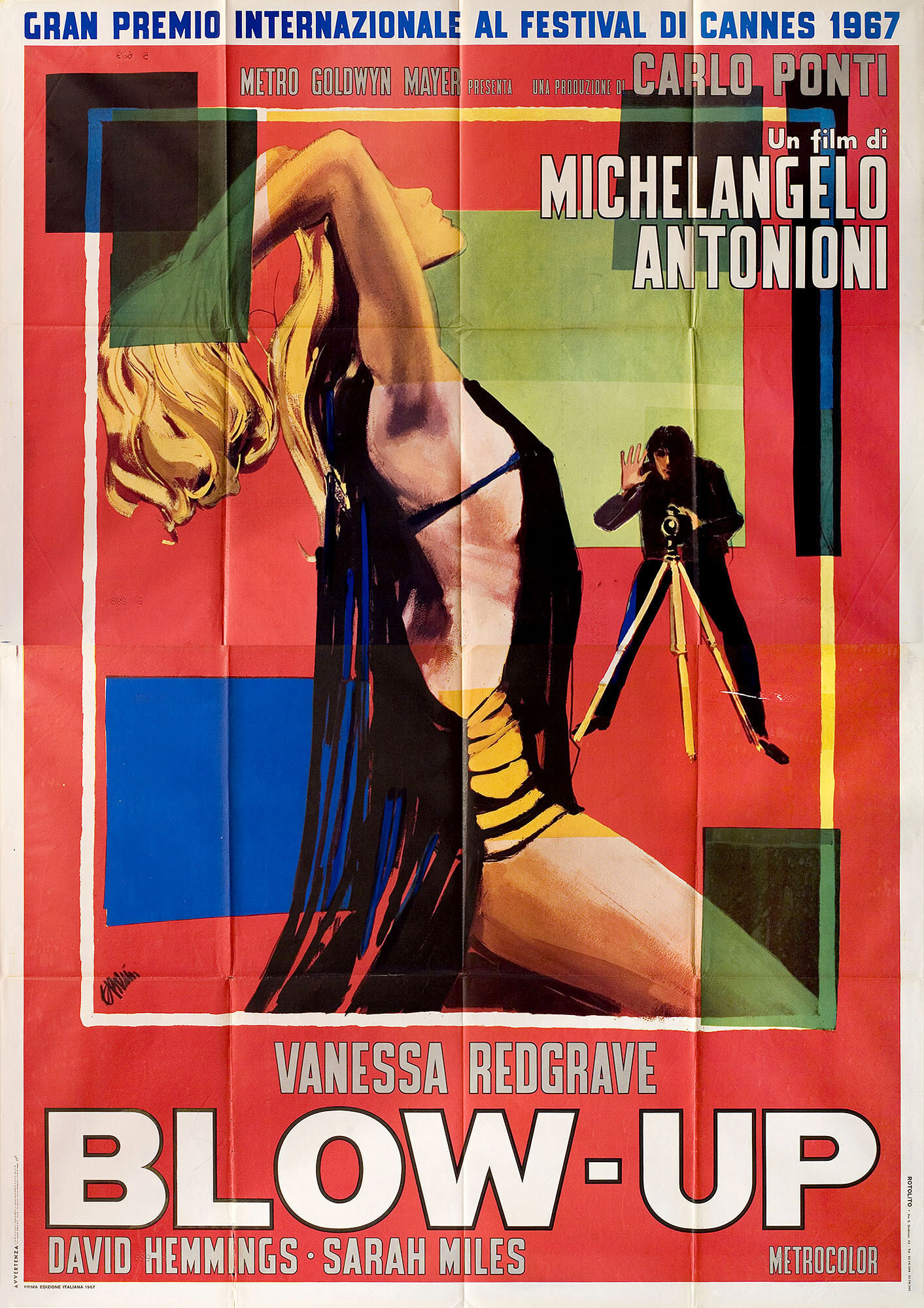 Фотоувеличение (Blow-Up, 1966), режиссёр Микеланджело Антониони, художественный постер к фильму (Италия, 1967 год), автор Эрколе Брини