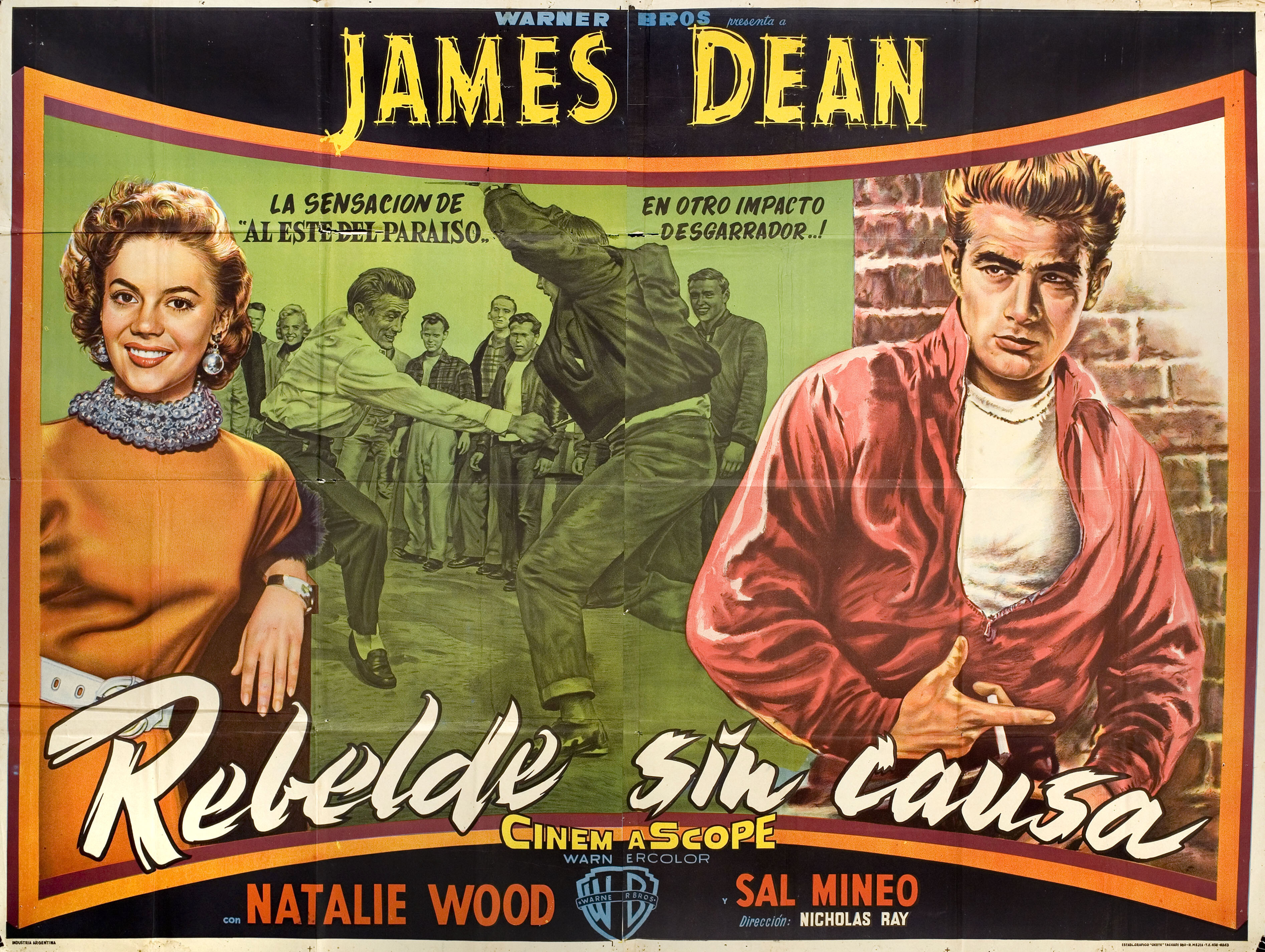 Бунтарь без причины (Rebel Without a Cause, 1955), режиссёр Николас Рэй, художественный постер к фильму (Аргентина, 1956 год)