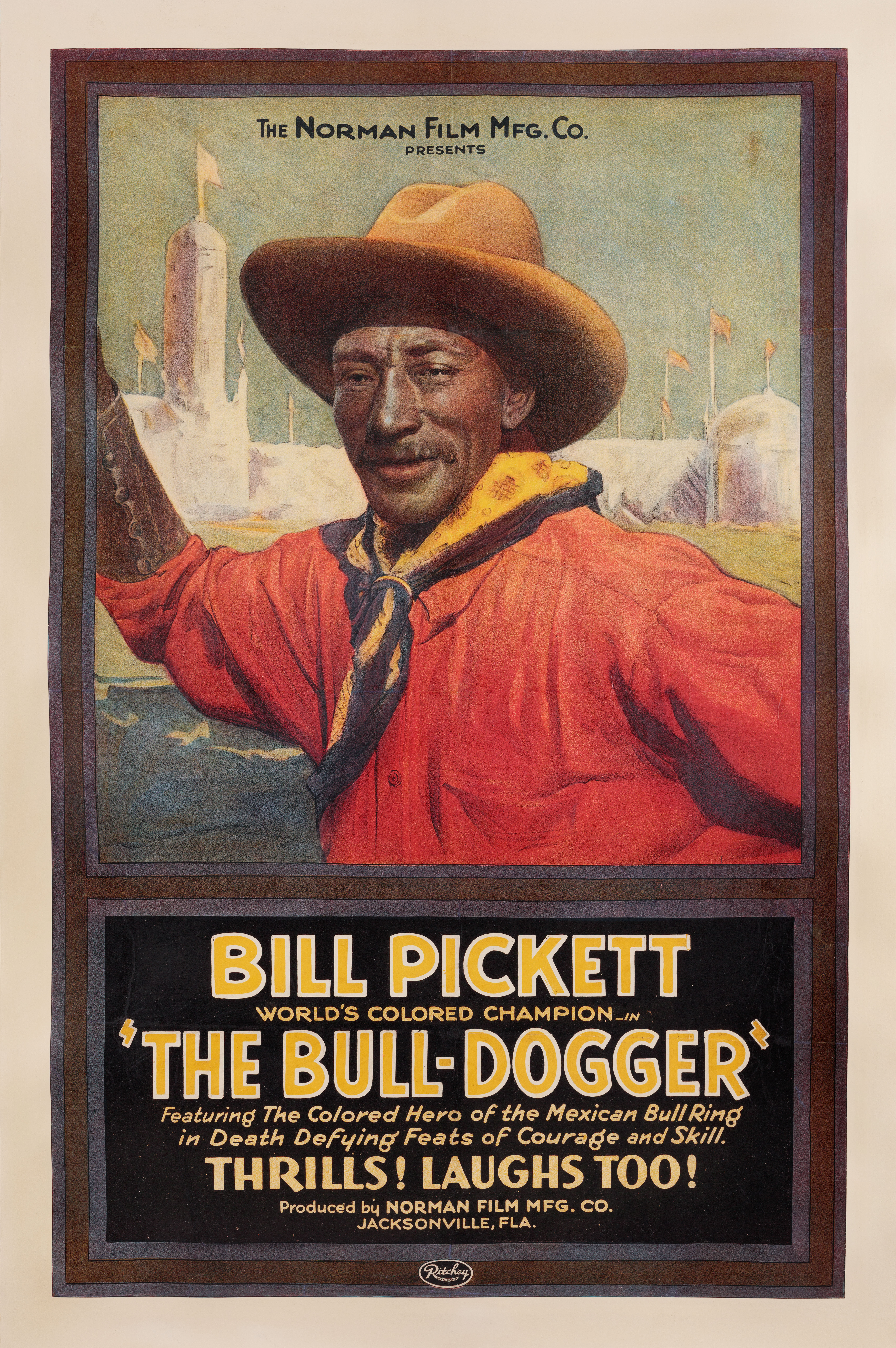 Булдоггер (The Bull-Dogger, 1921), режиссёр Ричард Э. Норман, художественный постер к фильму (США, 1923 год)