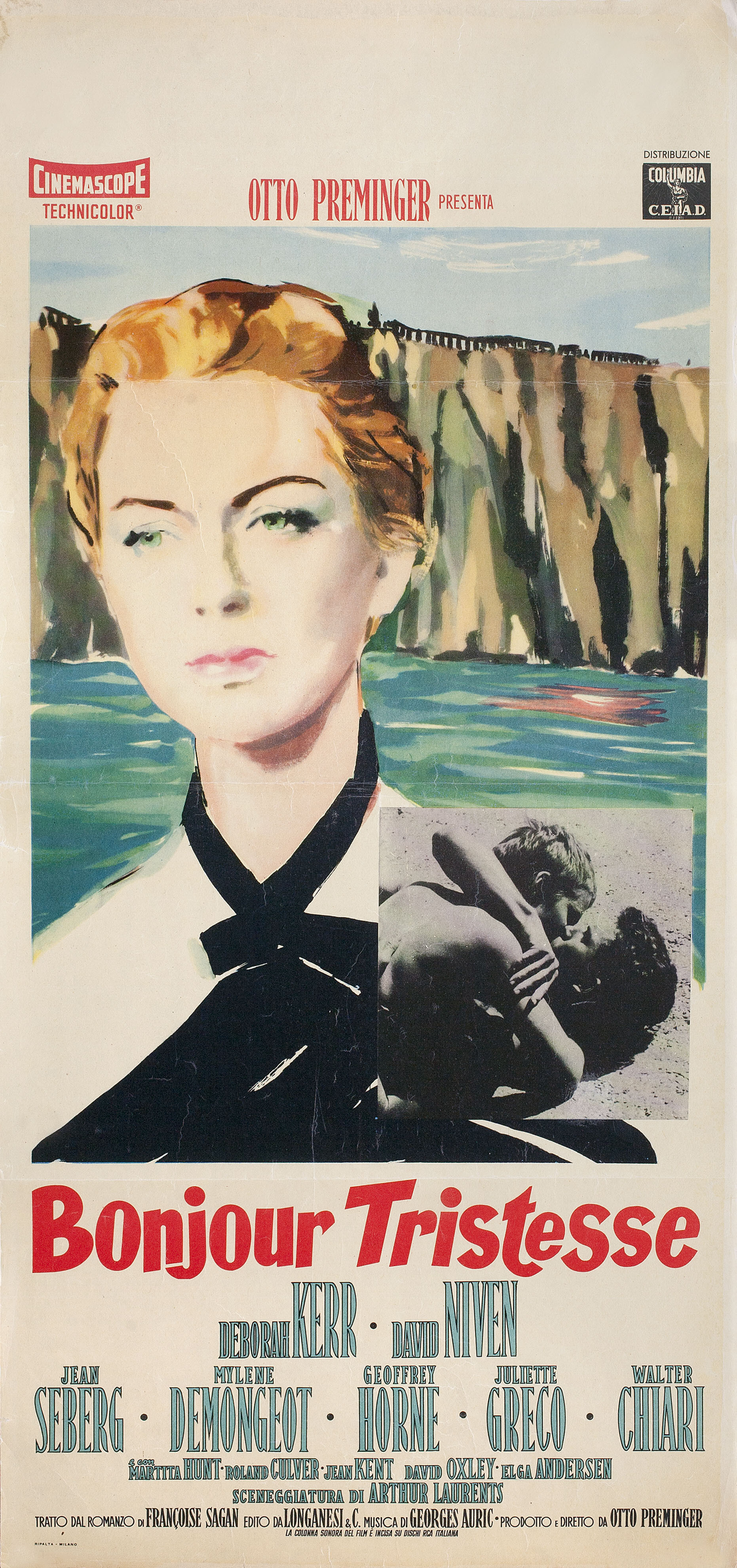 Здравствуй, грусть (Bonjour Tristesse, 1958), режиссёр Отто Премингер, художественный постер к фильму (Италия, 1958 год), автор Эрколе Брини