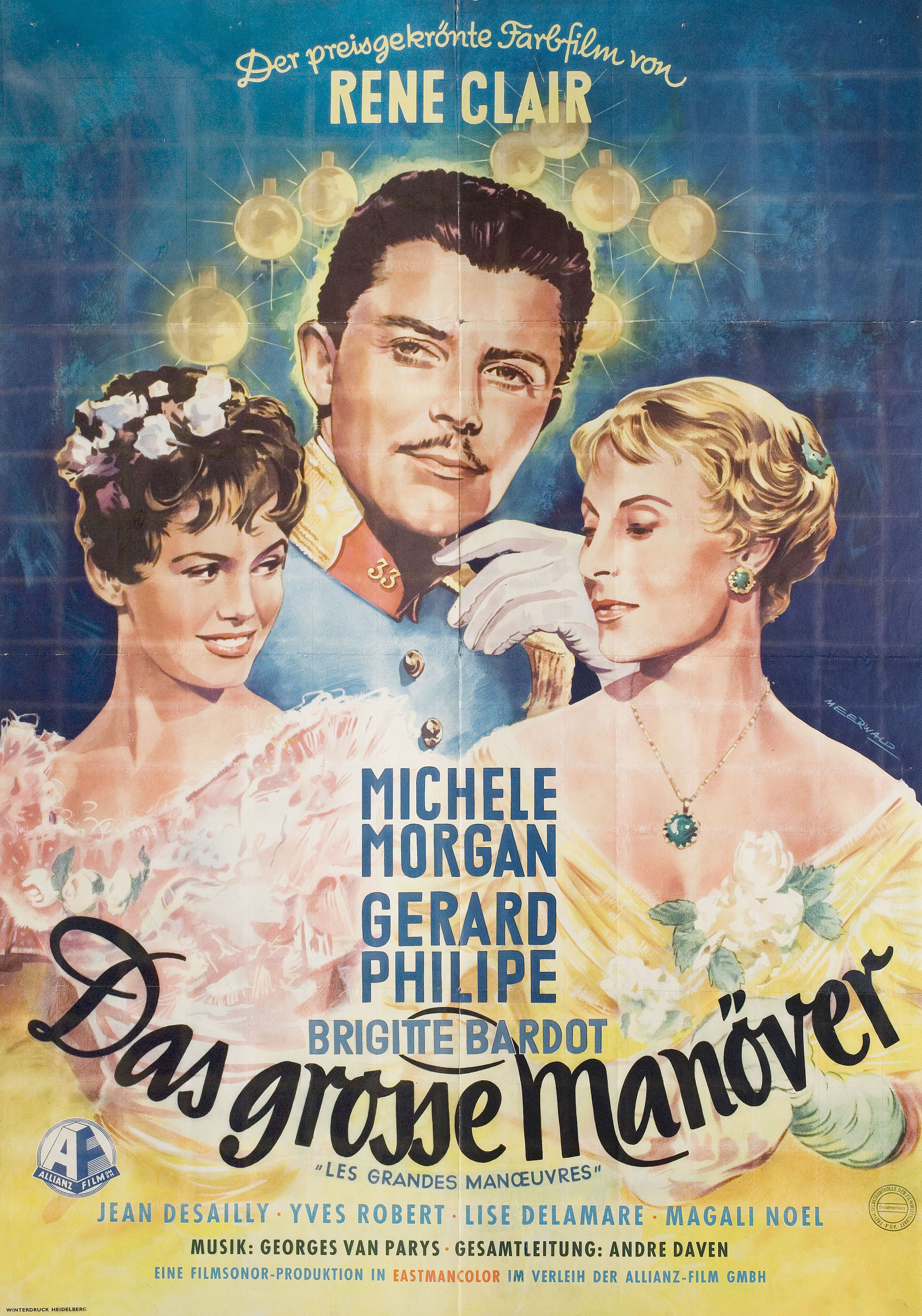 Большие манёвры (The Grand Maneuver, 1955), режиссёр Рене Клер, художественный постер к фильму (Германия, 1955 год), автор МеерВальд