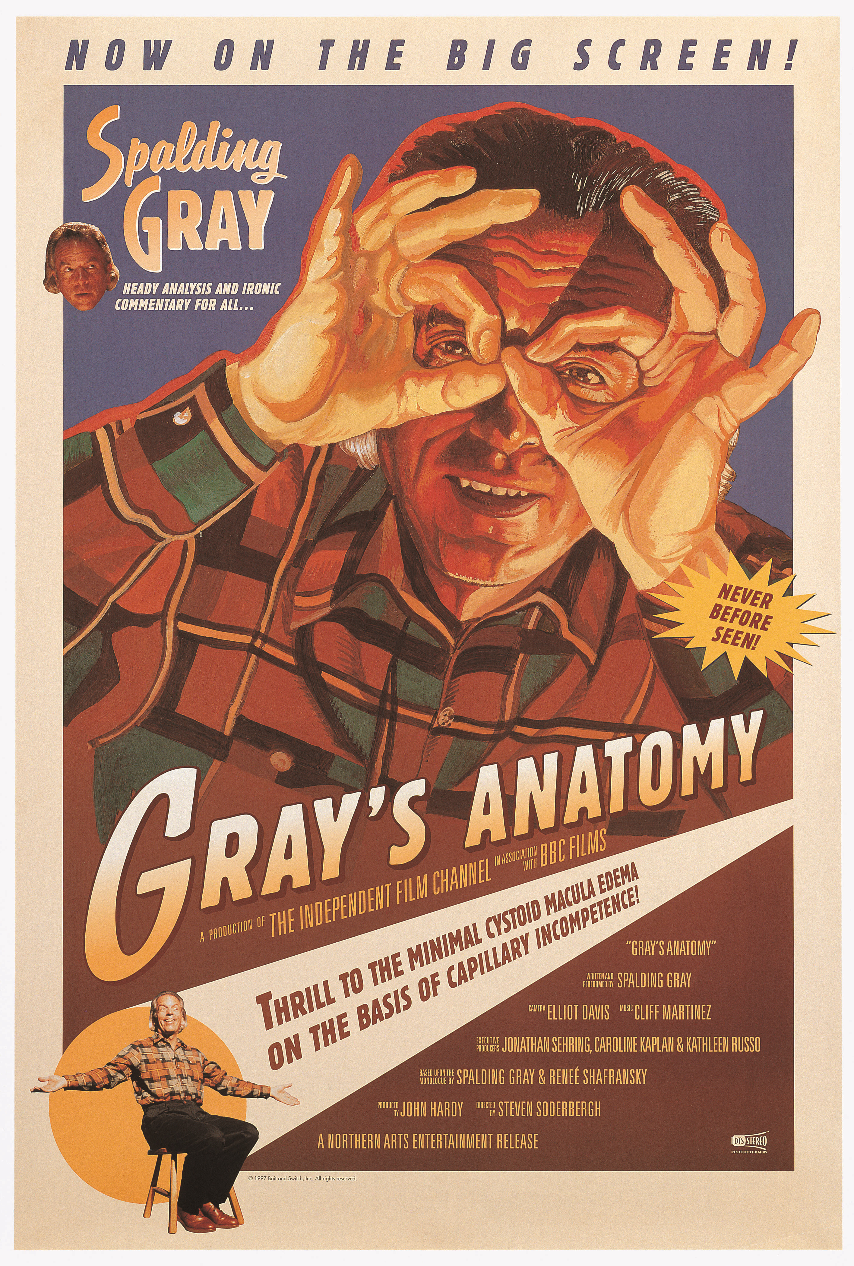 Анатомия Грея (Grays Anatomy, 1996), режиссёр Стивен Содерберг, художественный постер к фильму (США, 1997 год)