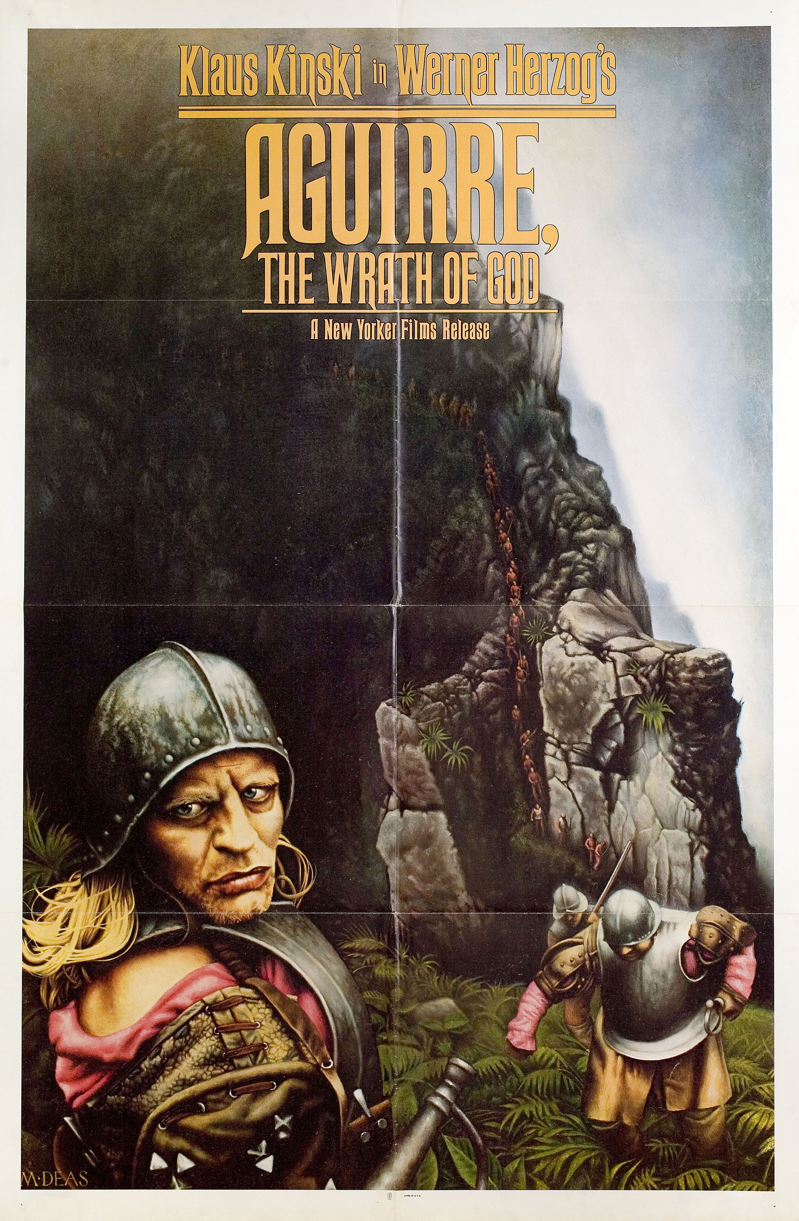 Агирре, гнев Божий (Aguirre, the Wrath of God, 1972), режиссёр Вернер Херцог, иллюстрированный постер к фильму (США, 1972 год), автор Майкл Дж. Дис