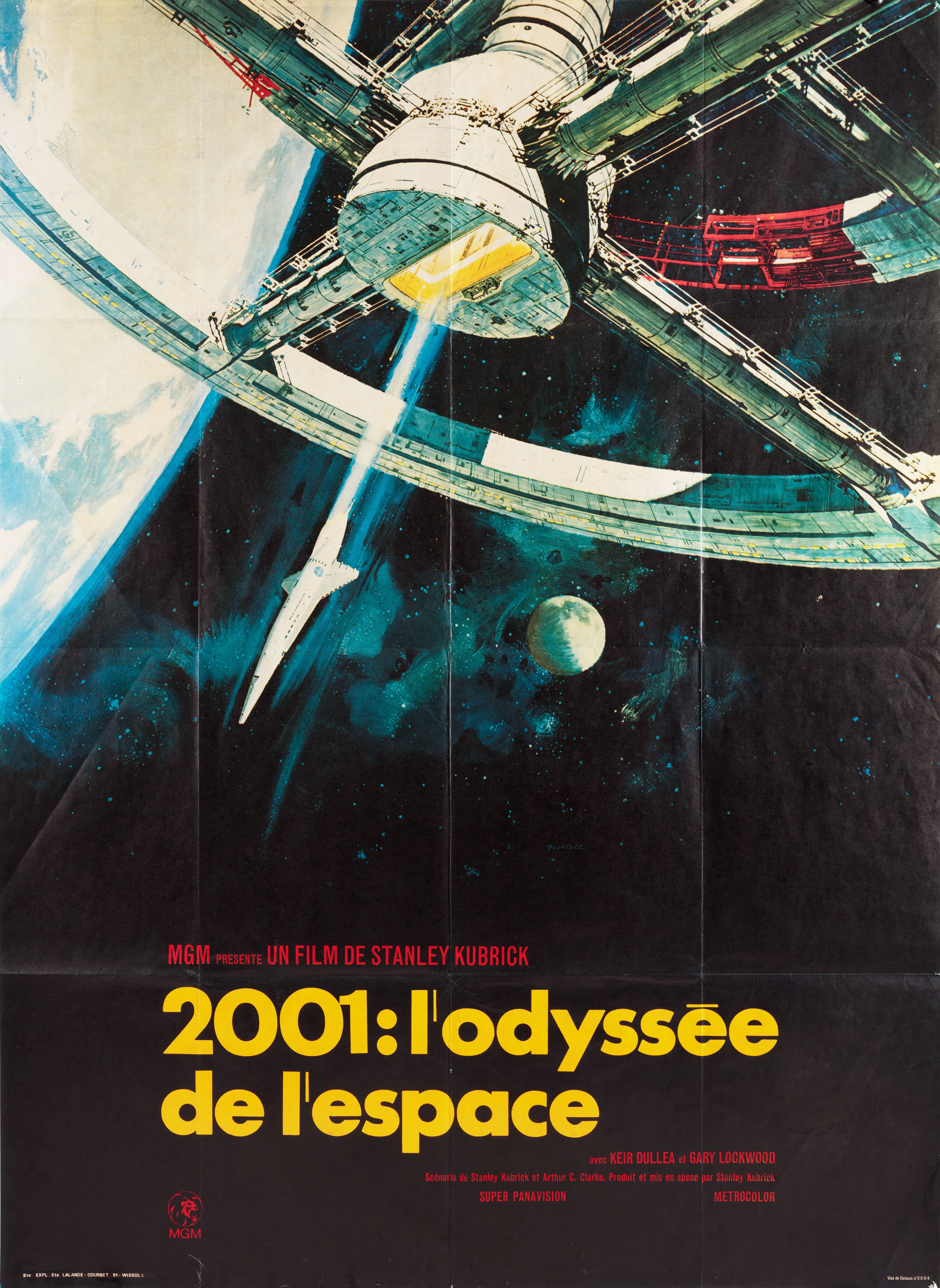 2001 год: Космическая одиссея (2001 A Space Odyssey, 1968), режиссёр Стэнли Кубрик, художественный постер к фильму (Франция, 1970 год), автор Роберт МакКолл