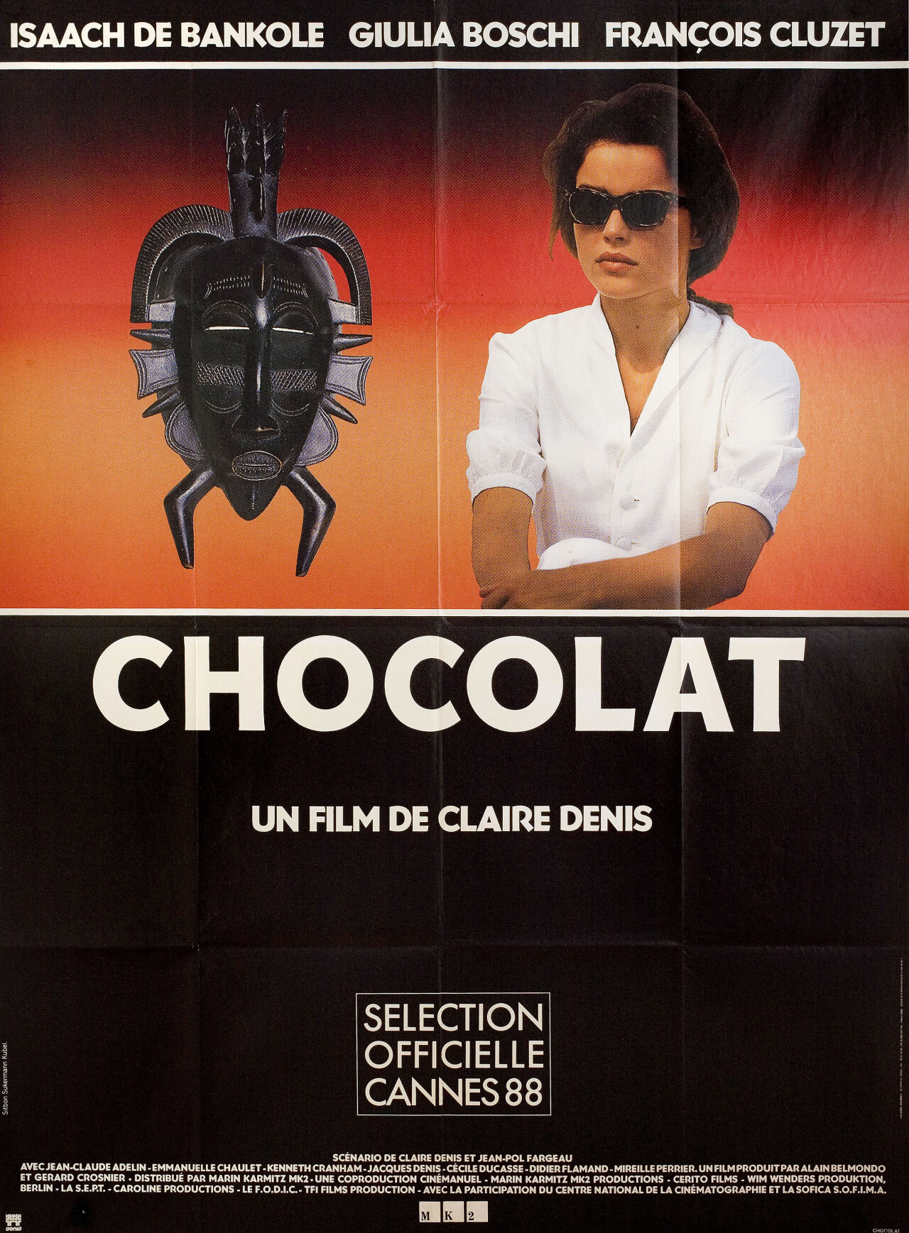 Шоколад (Chocolat, 1988), режиссёр Клер Дени, минималистичный постер к фильму (Франция, 1989 год)