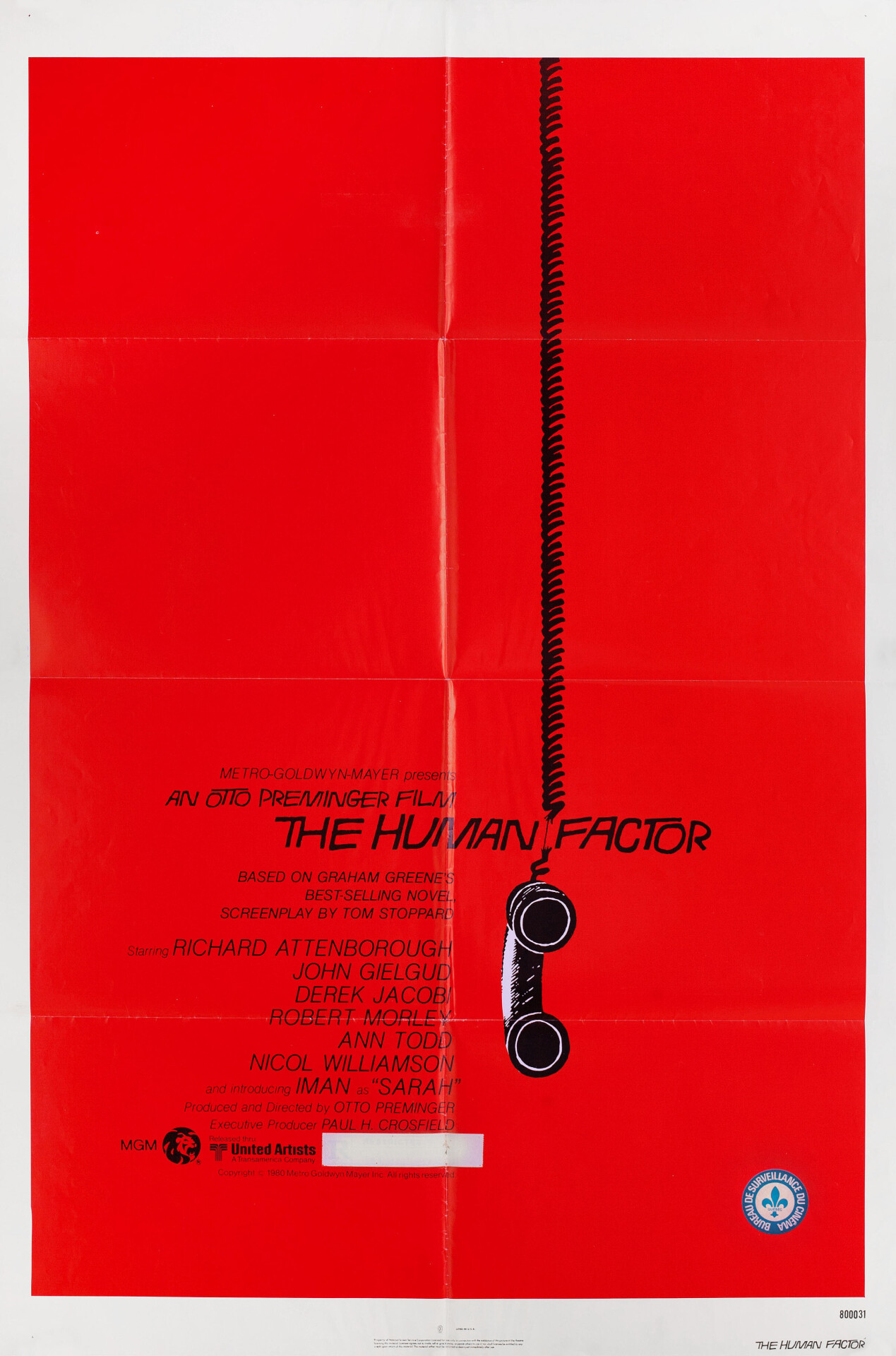Человеческий фактор (The Human Factor, 1979), режиссёр Отто Премингер, минималистичный постер к фильму (США, 1980 год), автор Сол Басс