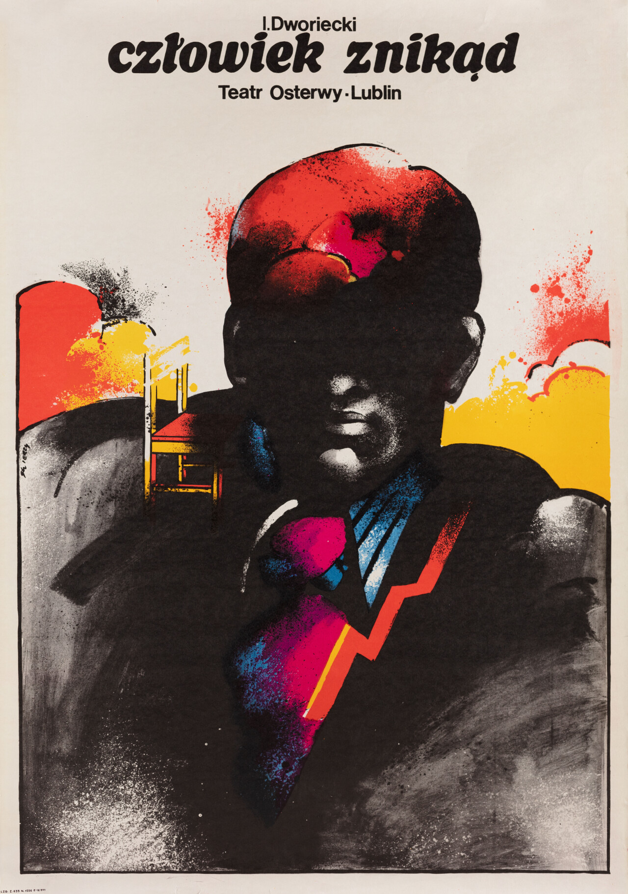 Человек из ниоткуда, польский постер к фильму, автор Вальдемар Свежи (графический дизайн, 1974 год)