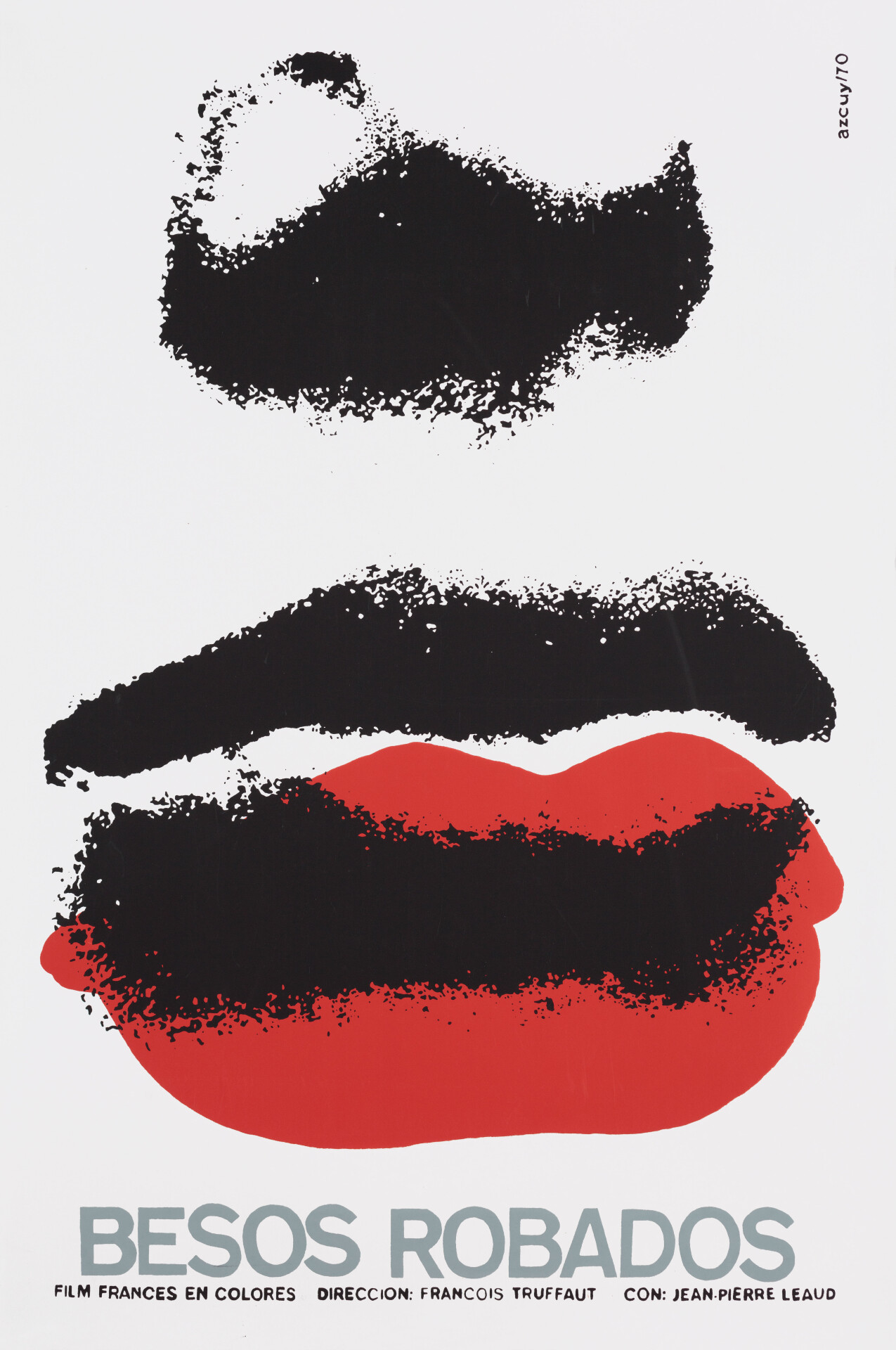 Украденные поцелуи (Stolen Kisses, 1968), режиссёр Франсуа Трюффо, кубинский постер к фильму, автор Рене Аскуи (графический дизайн, 1980 год)