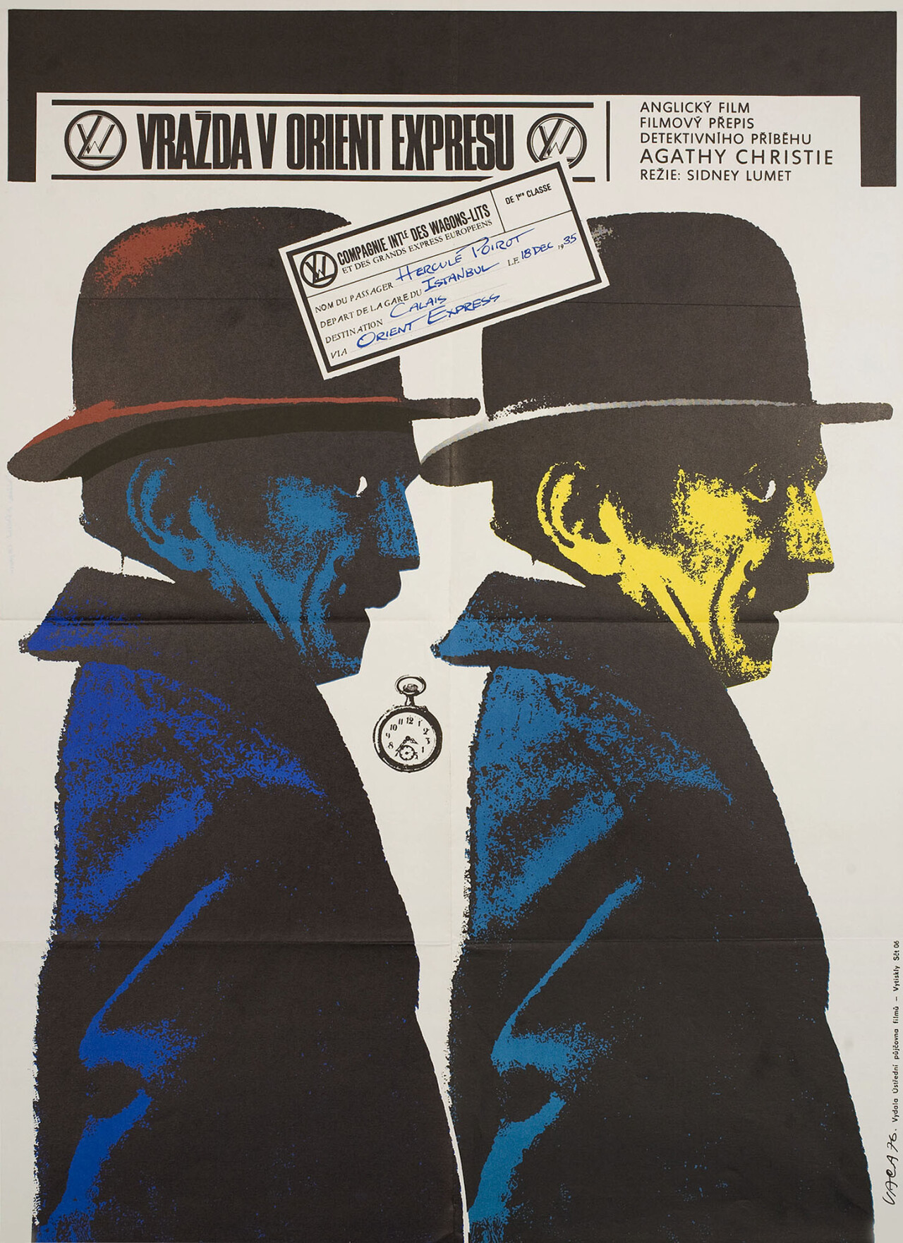 Убийство в Восточном экспрессе (Murder on the Orient Express, 1974), режиссёр Сидни Люмет, чехословацкий постер к фильму, автор Карел Вака (графический дизайн, 1976 год)