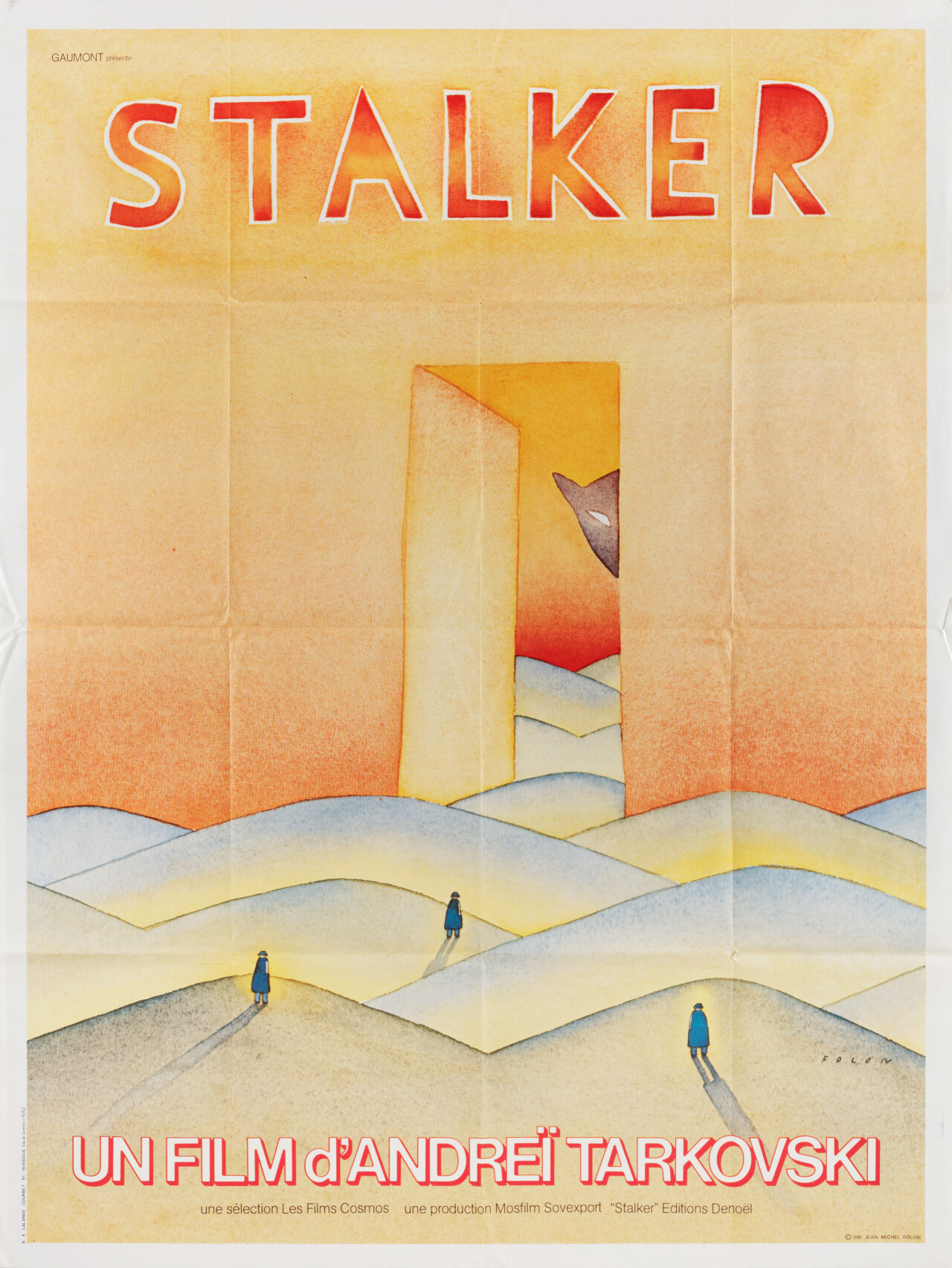 Сталкер (Stalker, 1979), режиссёр Андрей Тарковский, минималистичный постер к фильму (Франция, 1981 год), автор Жан-Мишель Фолон