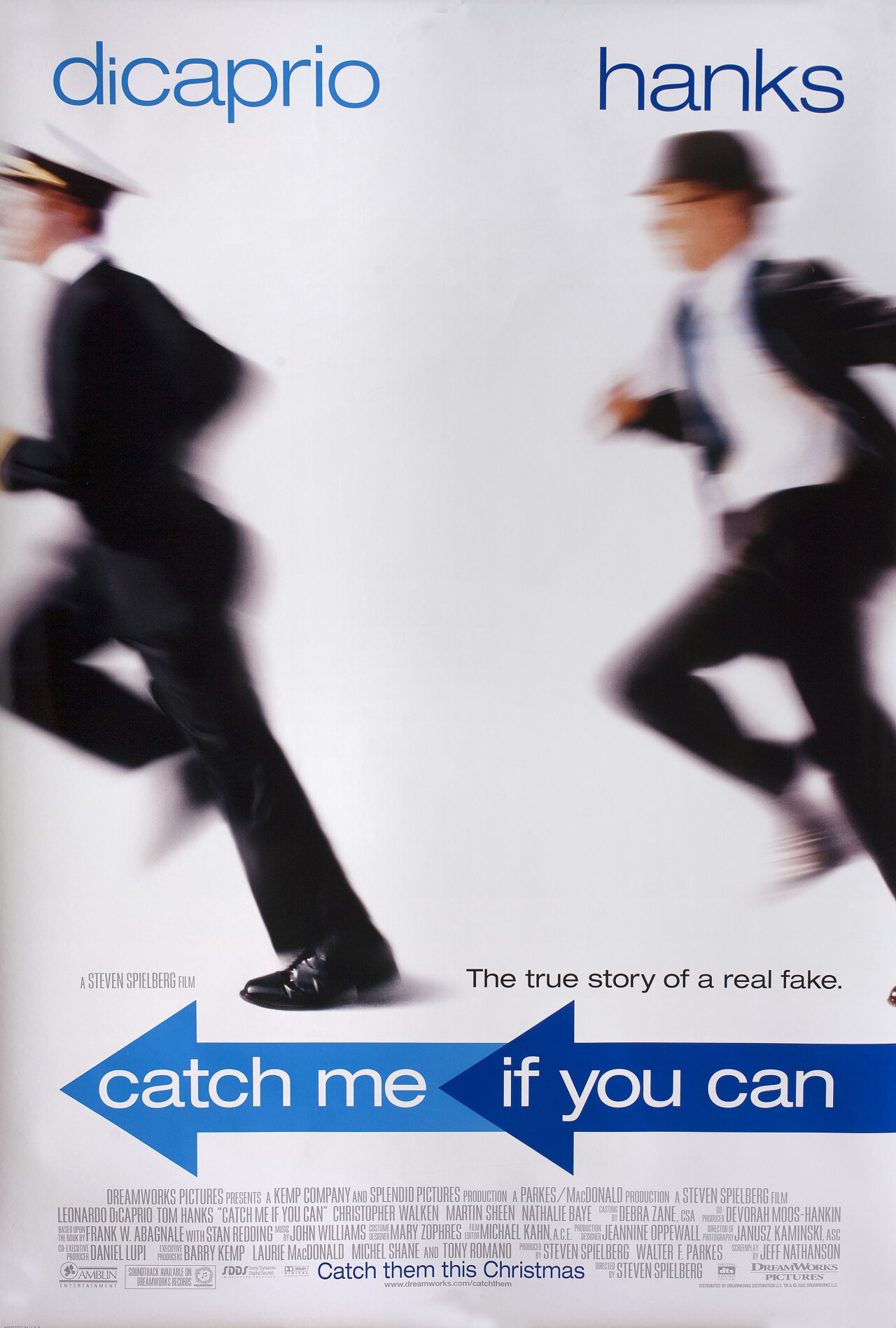Поймай меня, если сможешь (Catch Me If You Can, 2002), режиссёр Стивен Спилберг, американский постер к фильму (графический дизайн, 2002 год)