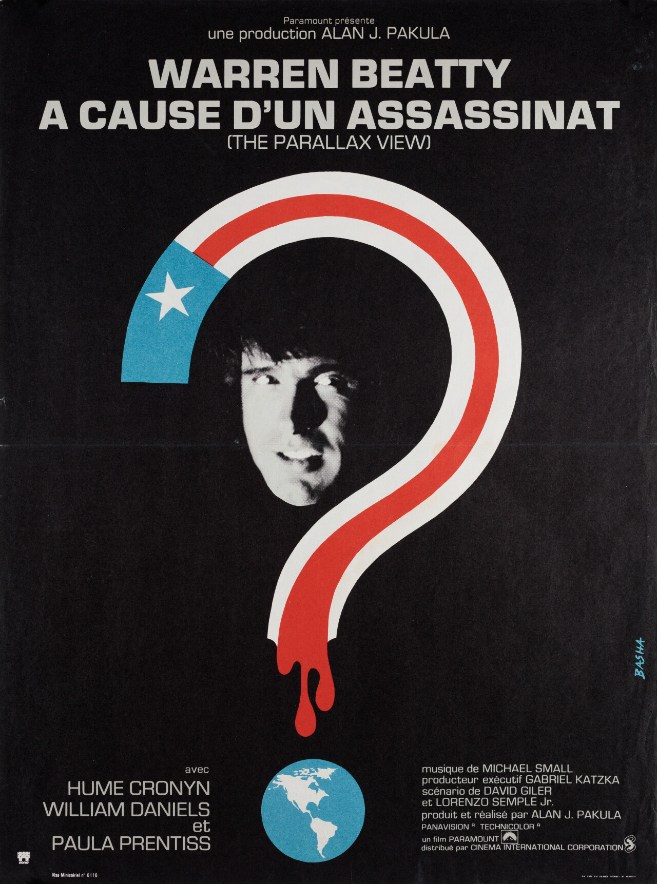 Заговор Параллакс (The Parallax View, 1974), режиссёр Алан Дж. Пакула, французский постер к фильму, автор Барбара Барановска (графический дизайн, 1974 год)