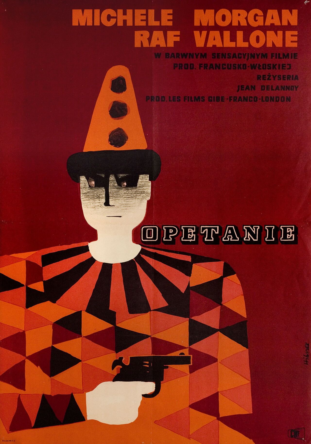Наваждение (Obsession, 1954), режиссёр Жан Делануа, польский постер к фильму, автор Мацей Хибнер (графический дизайн, 1954 год)
