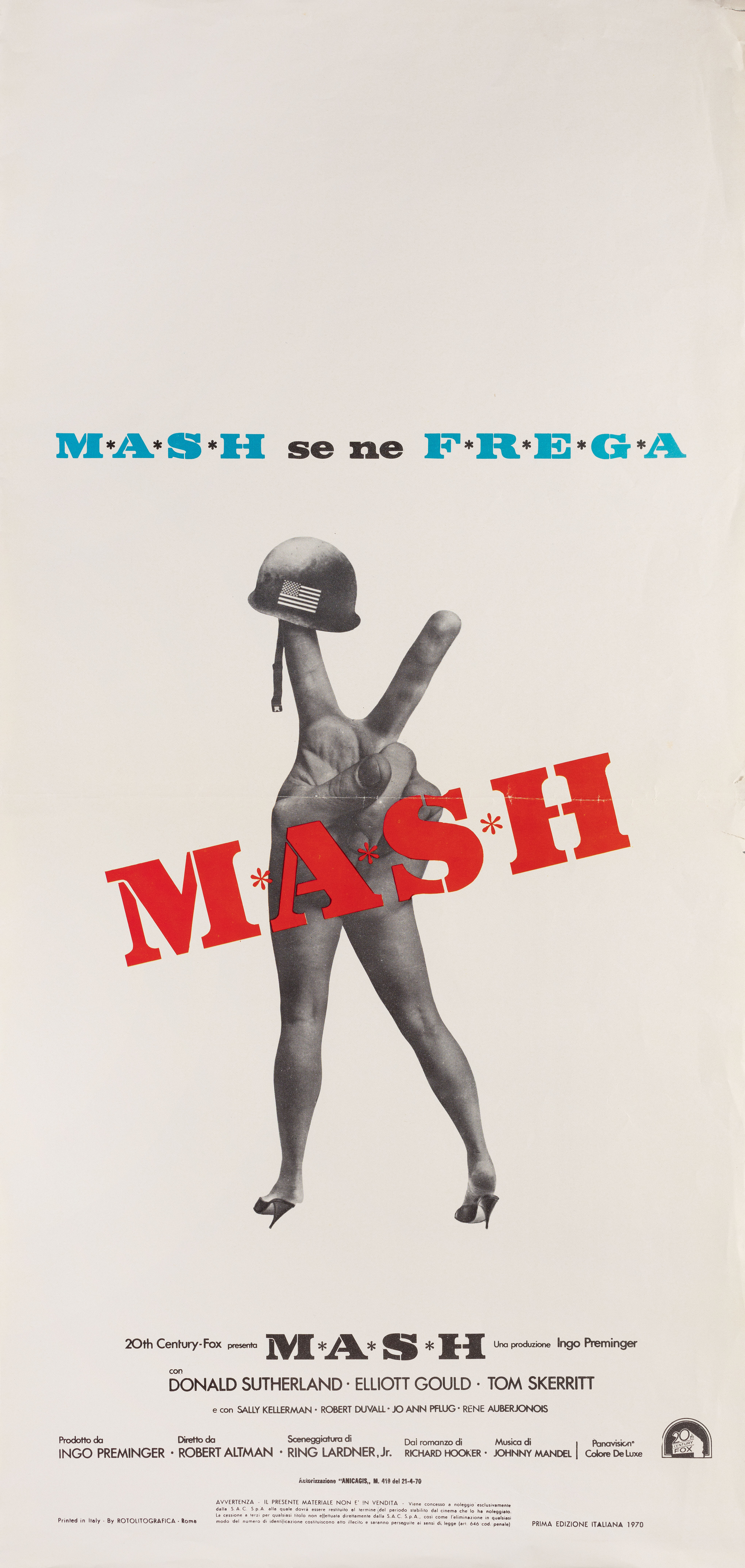 Военно-полевой госпиталь М.Э.Ш. (MASH, 1970), режиссёр Роберт Альтман, минималистичный постер к фильму (Италия, 1970 год)