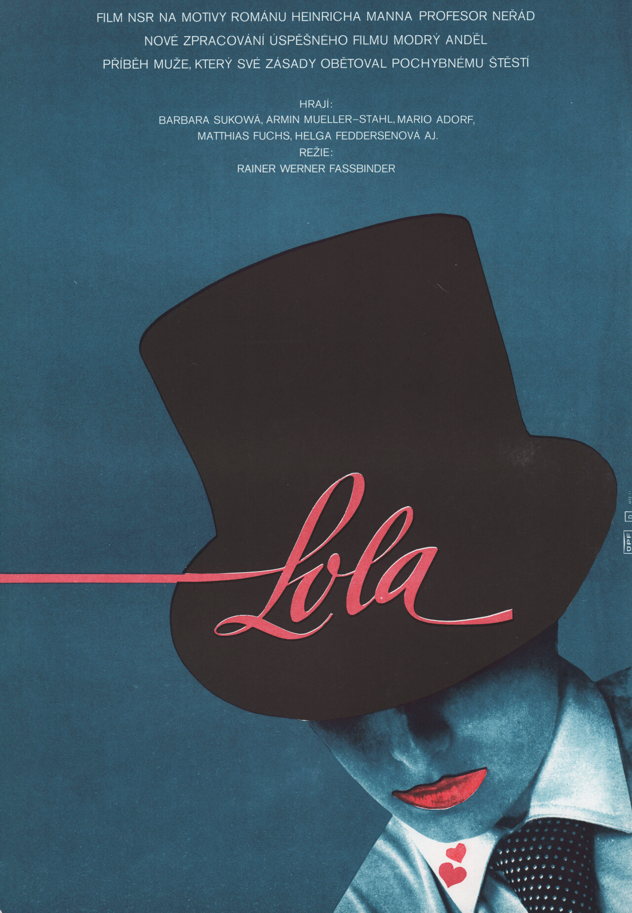 Лола (Lola, 1981), режиссёр Райнер Вернер Фассбиндер, минималистичный постер к фильму (Чехословакия, 1982 год), автор Вратислав Шевчик