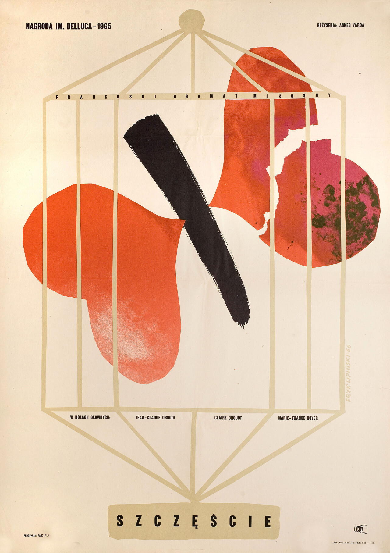 Счастье (Le Bonheur, 1965), режиссёр Аньес Варда, польский постер к фильму, автор Эрик Липински (графический дизайн, 1966 год)